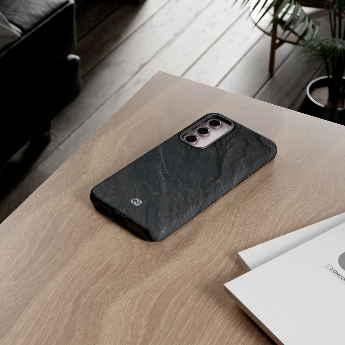 Black Tough Phone Case for Samsung - Midnight Slate Ridge