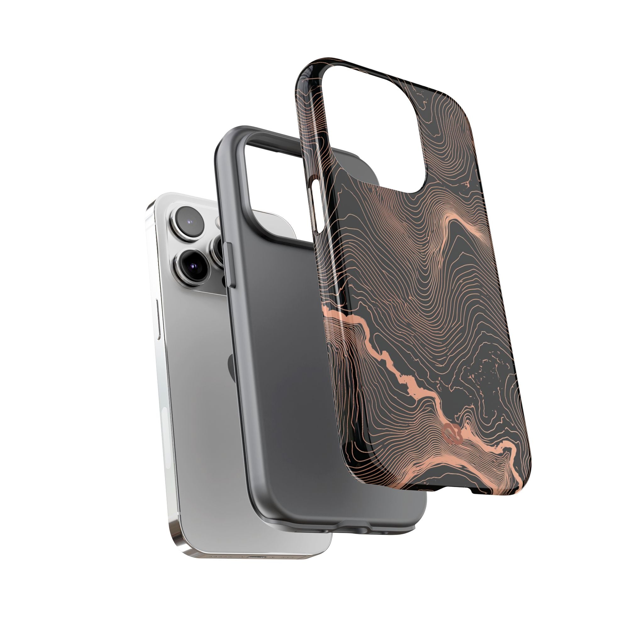 Orange Tough Phone Case for iPhone - Salmon Ridge Topo