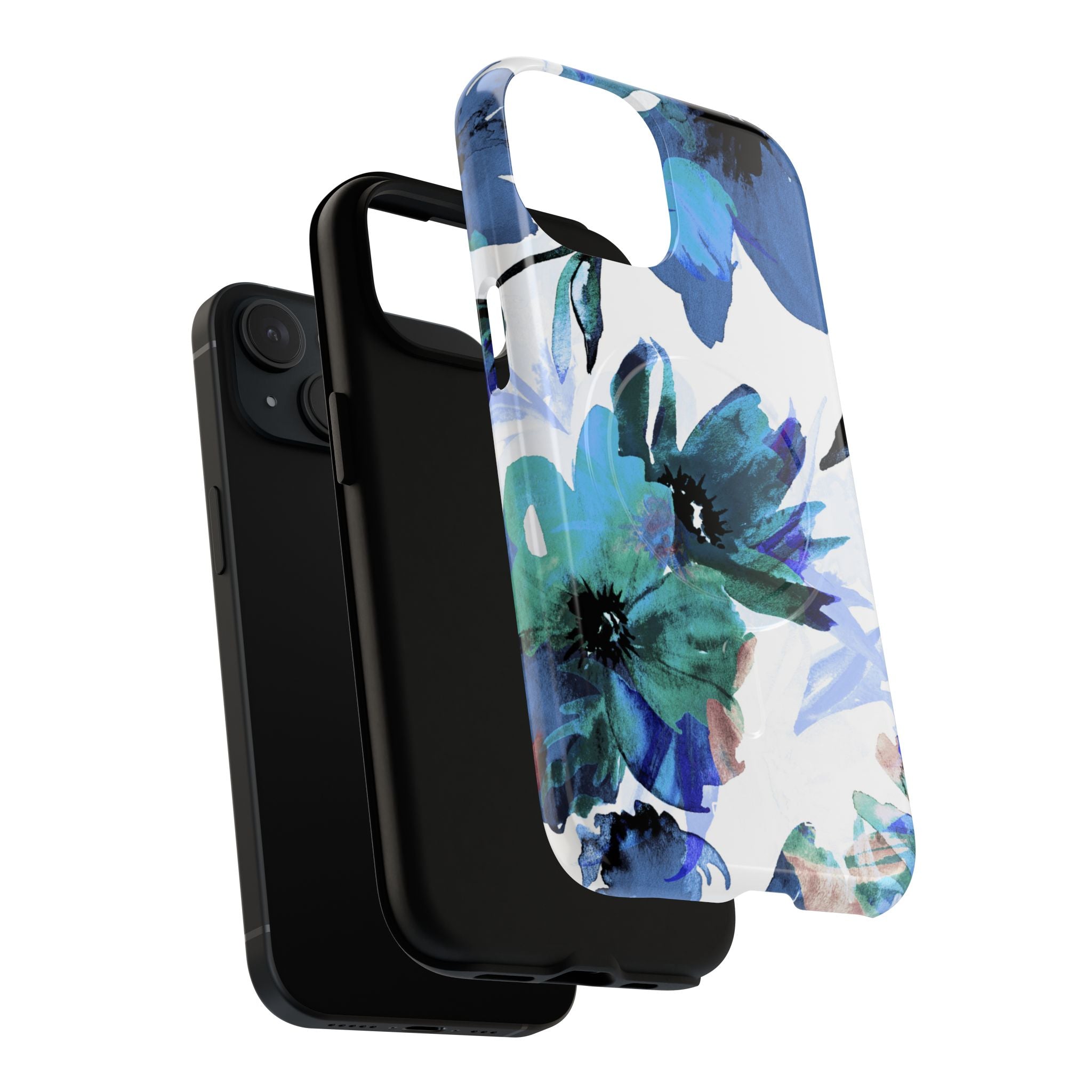 Blue Blossom Radiance iPhone 15 Skal - Tough+