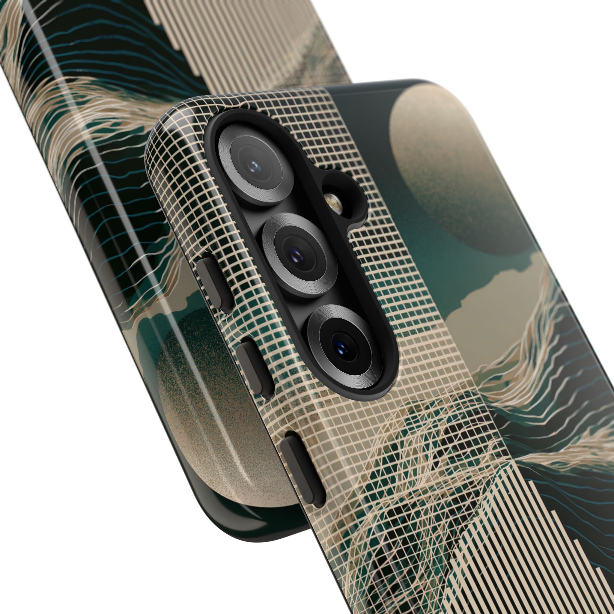 Green Tough Phone Case for Samsung - Lunar Moss Topography