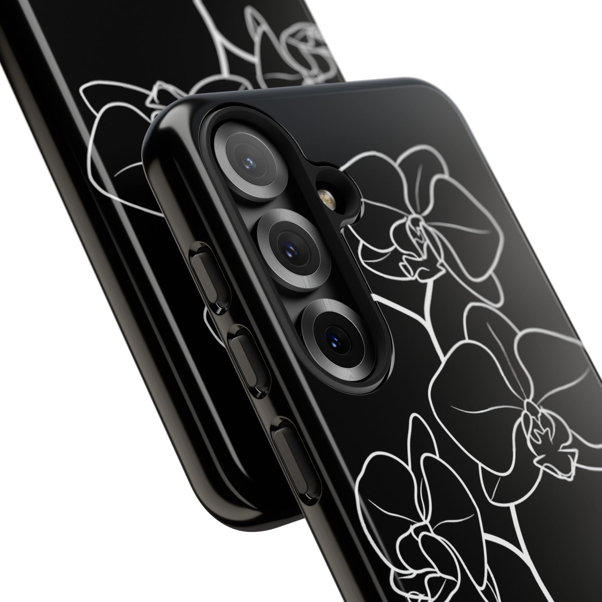 Black Tough Phone Case for Samsung - Noir Alabaster Orchid