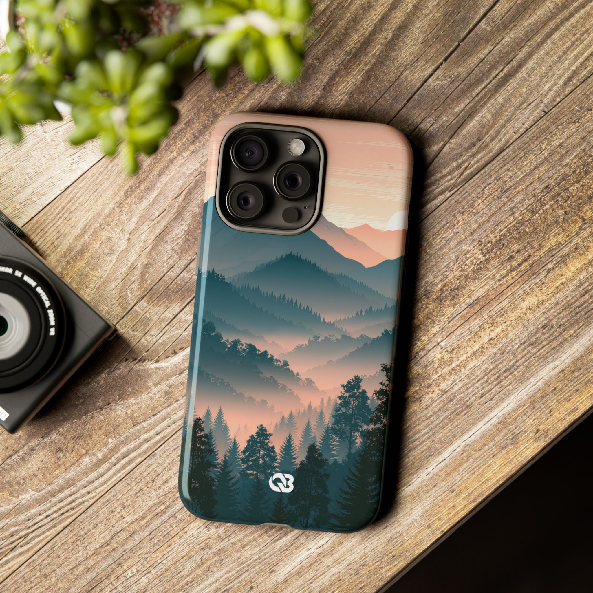 Teal Tough Phone Case for iPhone - Alpine Teal Horizon