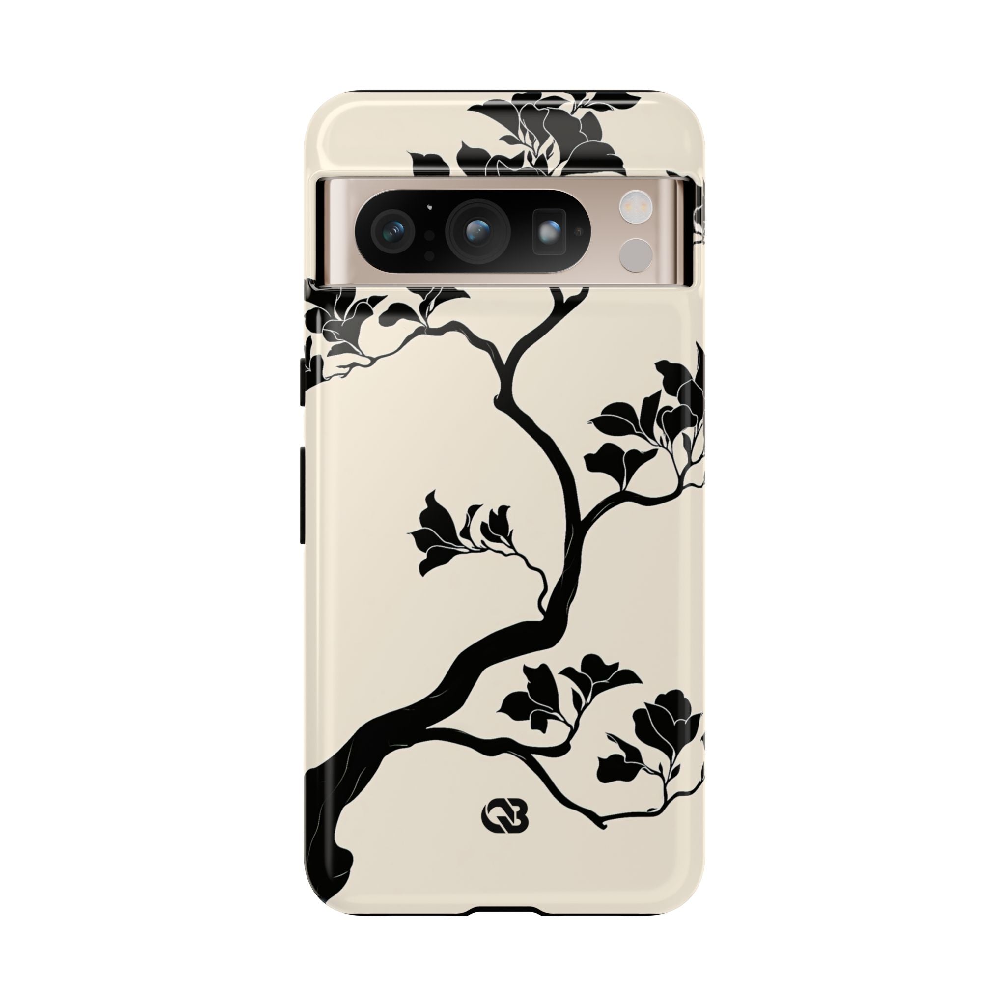 Beige Tough Phone Case for Google Pixel - Obsidian Bonsai Silhouette