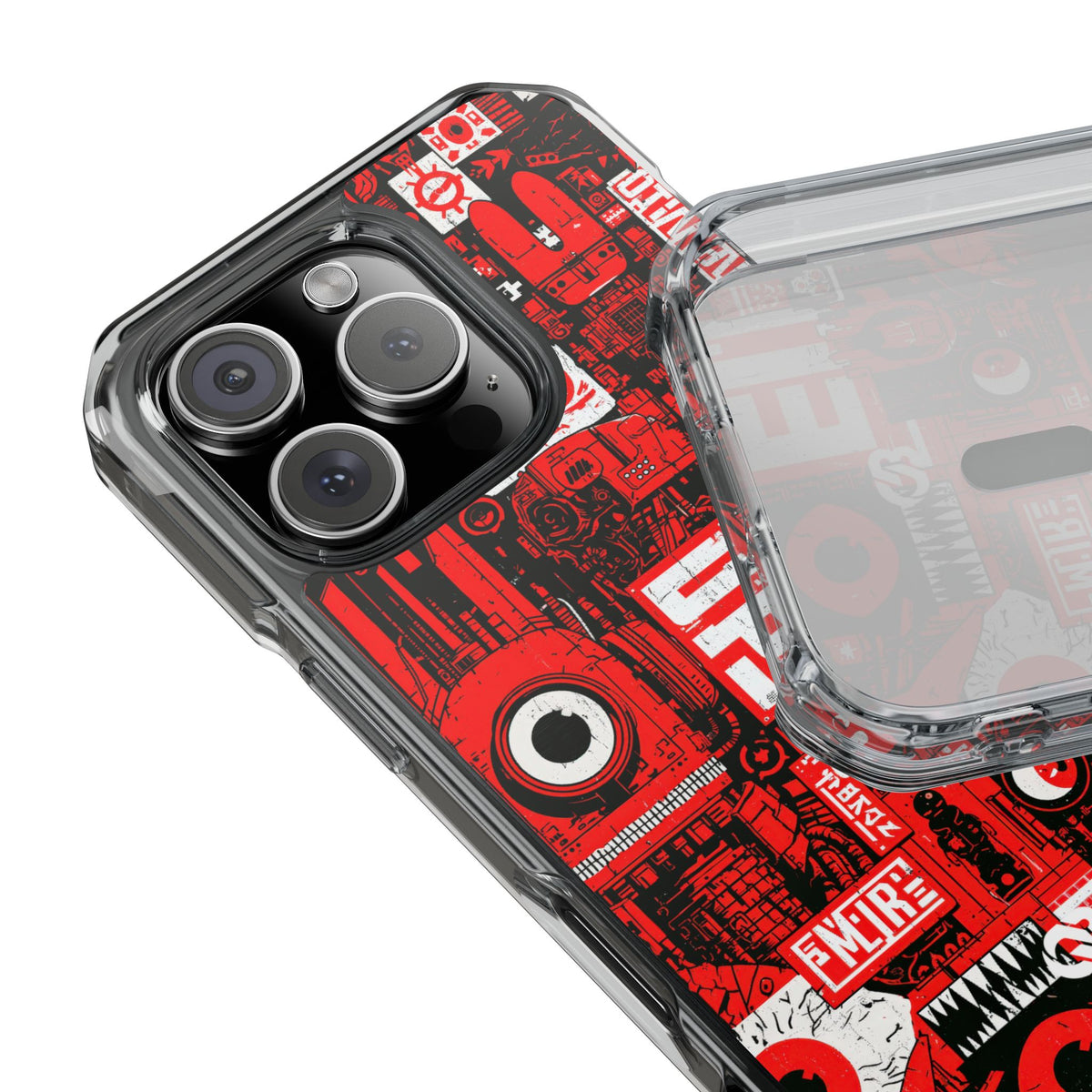 Neo Mecha Collage · Clear Impact Magnetic Phone Case for iPhone · Red