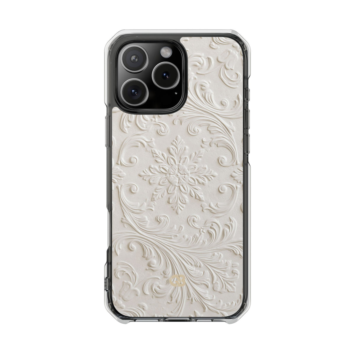 White Impact MagSafe Phone Case for iPhone - Alabaster Floral Relief