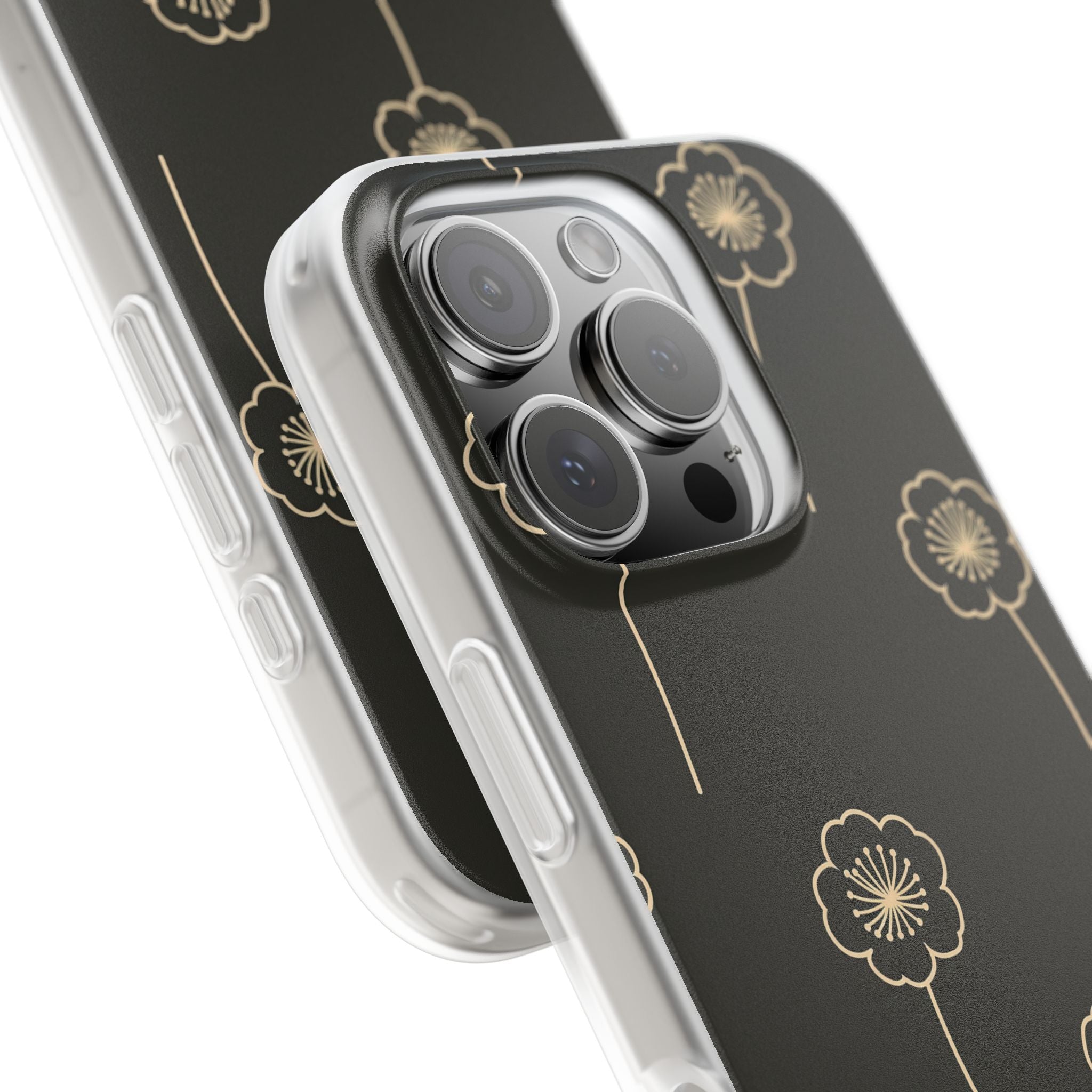 Black Lite Phone Case for iPhone - Obsidian Sand Petals