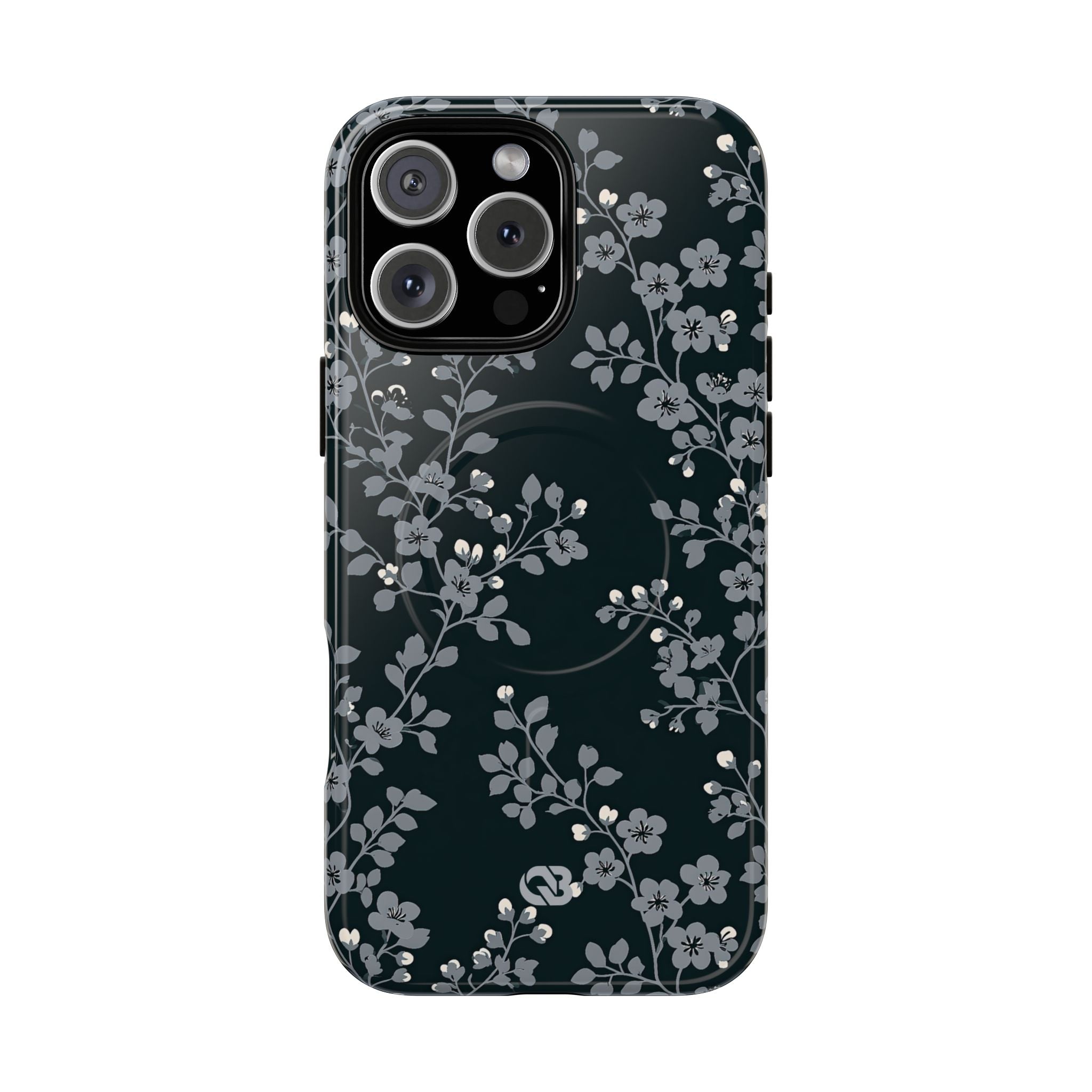 Black Tough 2.0 Magsafe Phone Case for iPhone - Midnight Slate Blossom