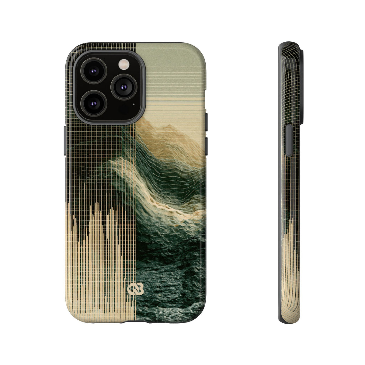 Beige Tough Phone Case for iPhone - Veridian Data Ridge