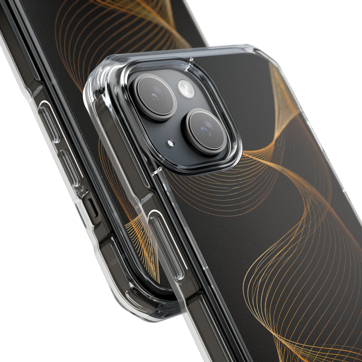 Golden Contour Flow · Clear Impact Magnetic Phone Case for iPhone · Black