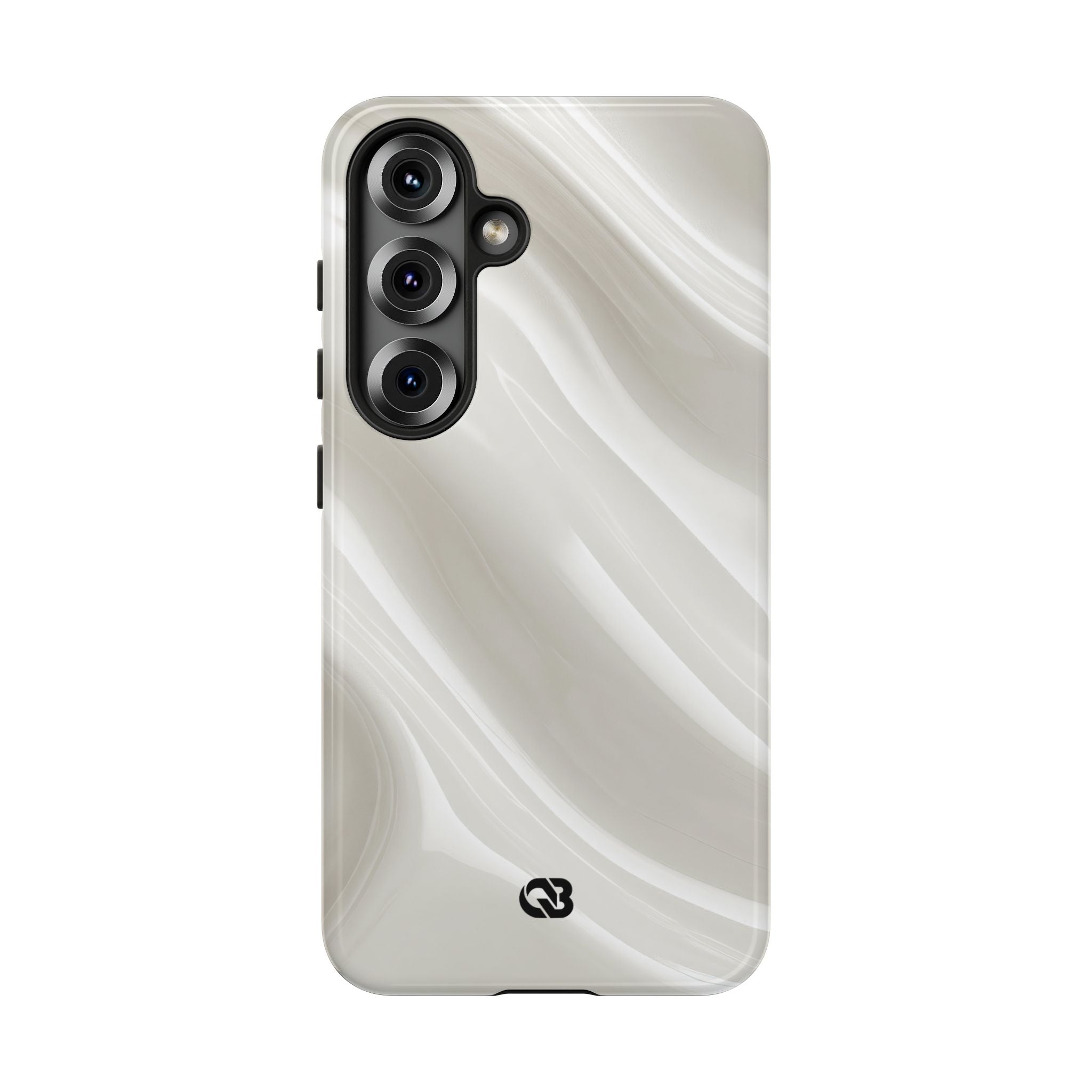White Tough Phone Case for Samsung - Polished Ivory Wave