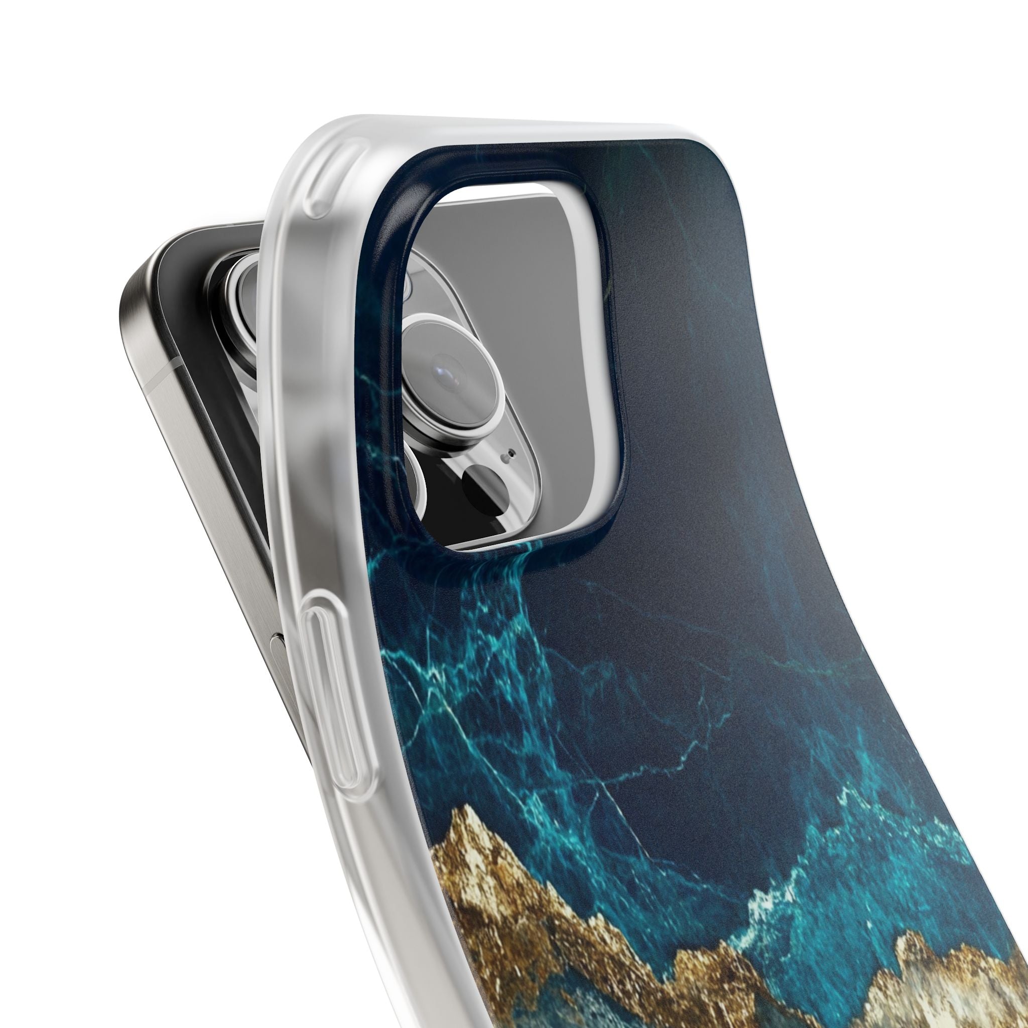 Gezacktes Gold Split iPhone 16 Pro Max Case - Soft