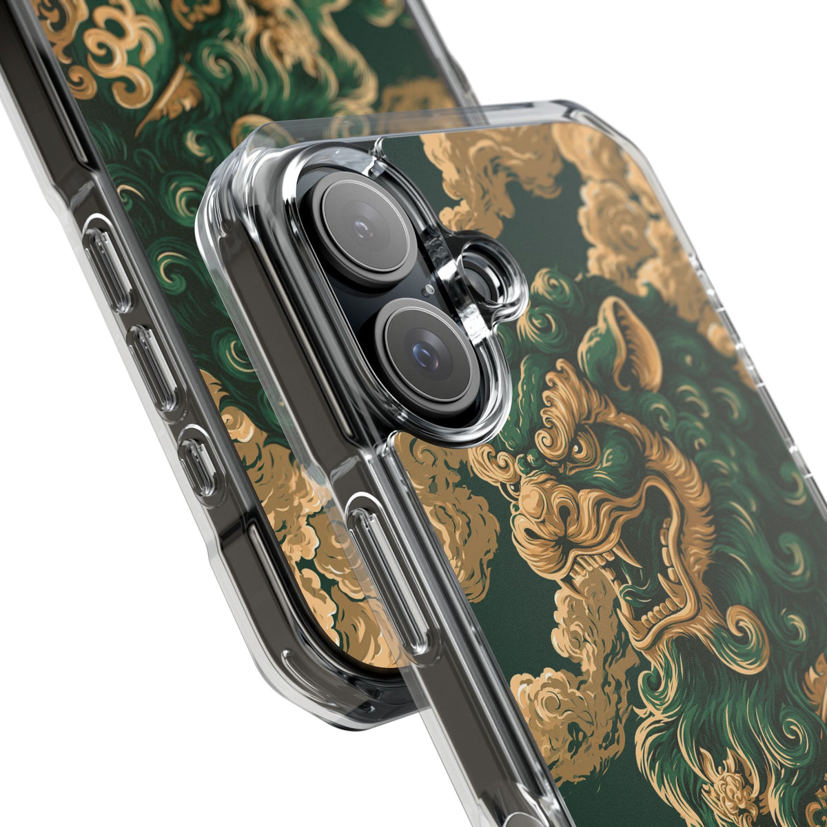 Imperial Guardian Lion · Clear Impact Magnetic Phone Case for iPhone · Green