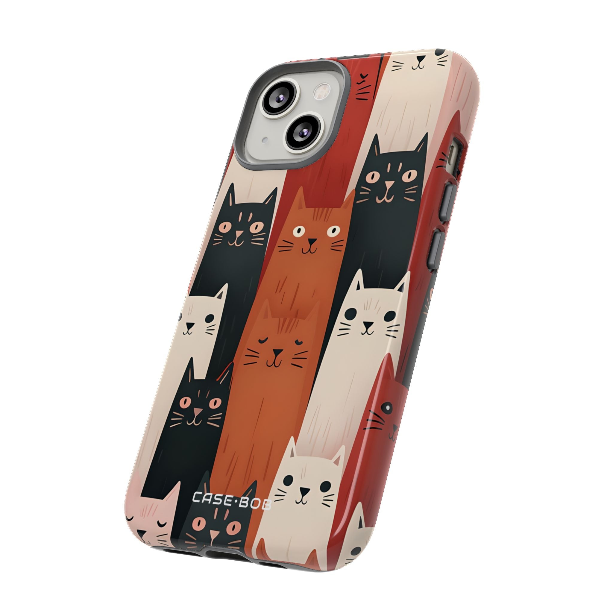 Elongated Cats Black iPhone 14 Case - Tough