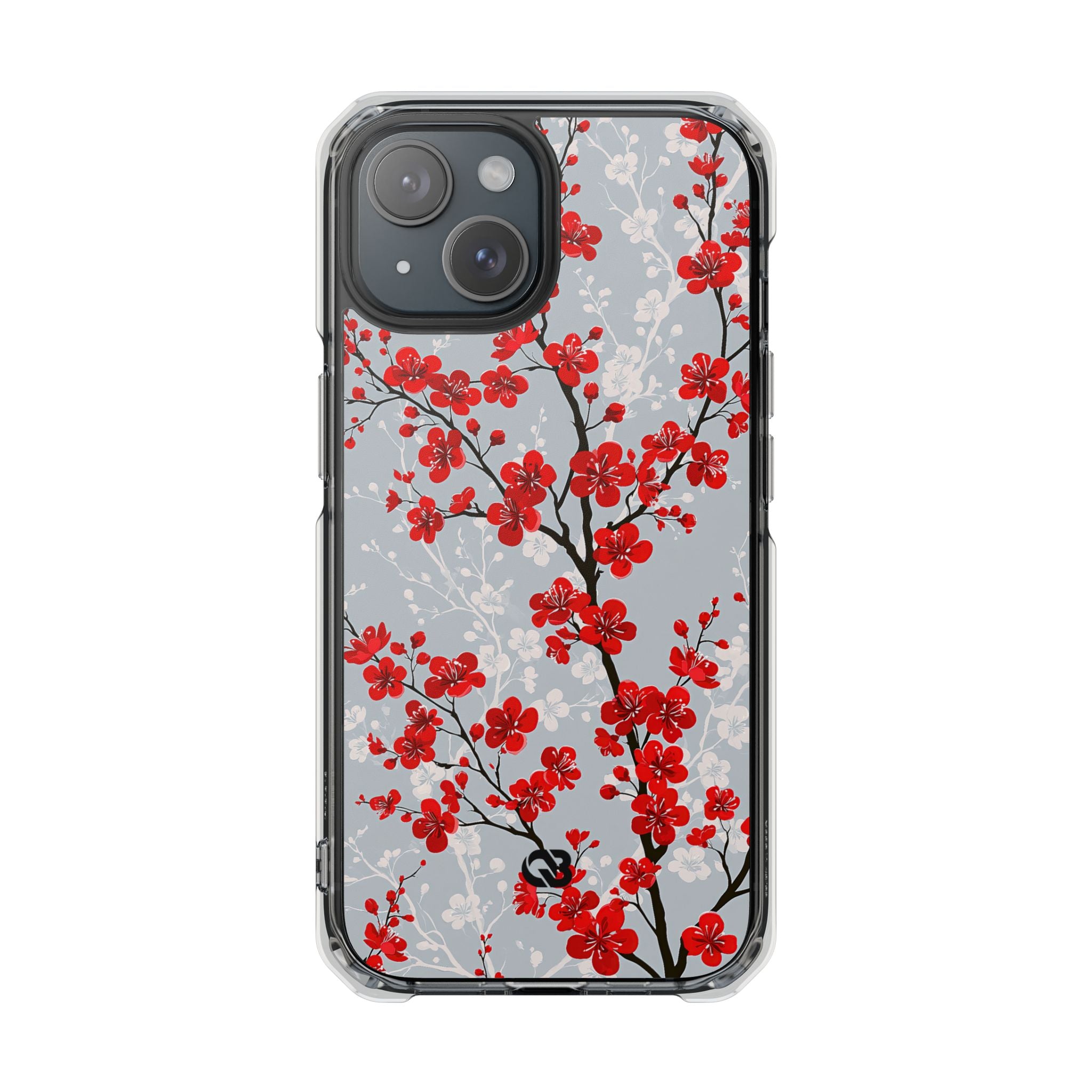 Grey Impact MagSafe Phone Case for iPhone - Crimson Sakura Slate