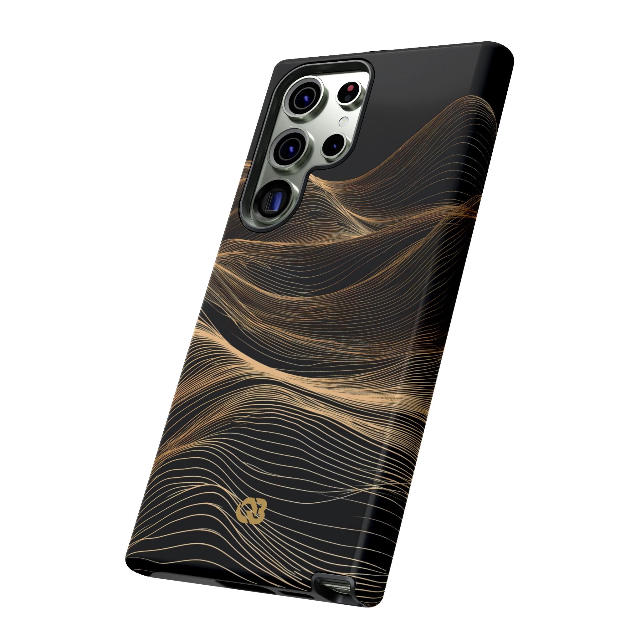 Black Tough Phone Case for Samsung - Copper Topo Ridge