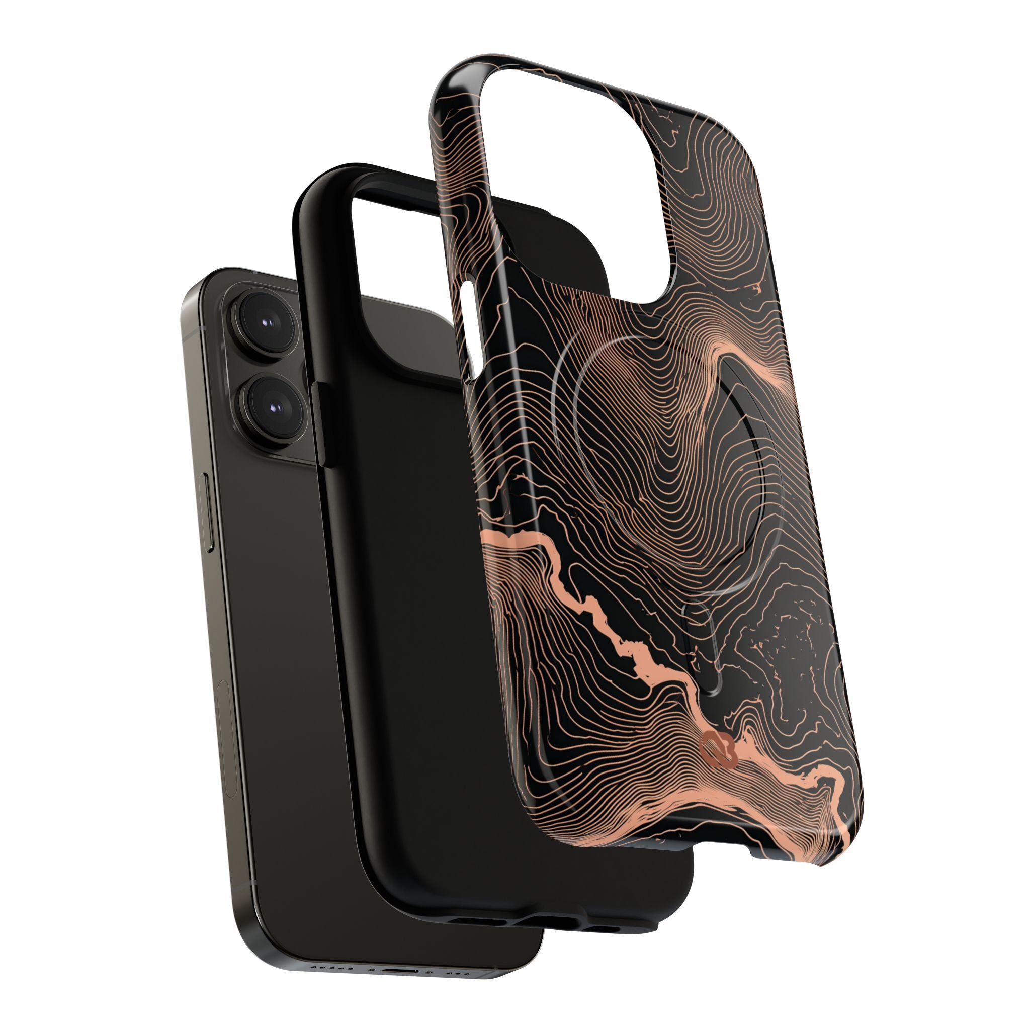 Orange Tough 2.0 Magsafe Phone Case for iPhone - Salmon Ridge Topo