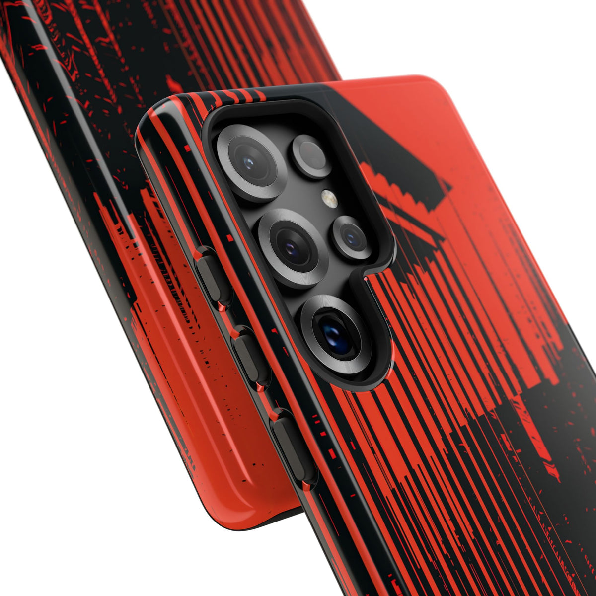 Red Tough Phone Case for Samsung - Crimson Brutalist Distortion