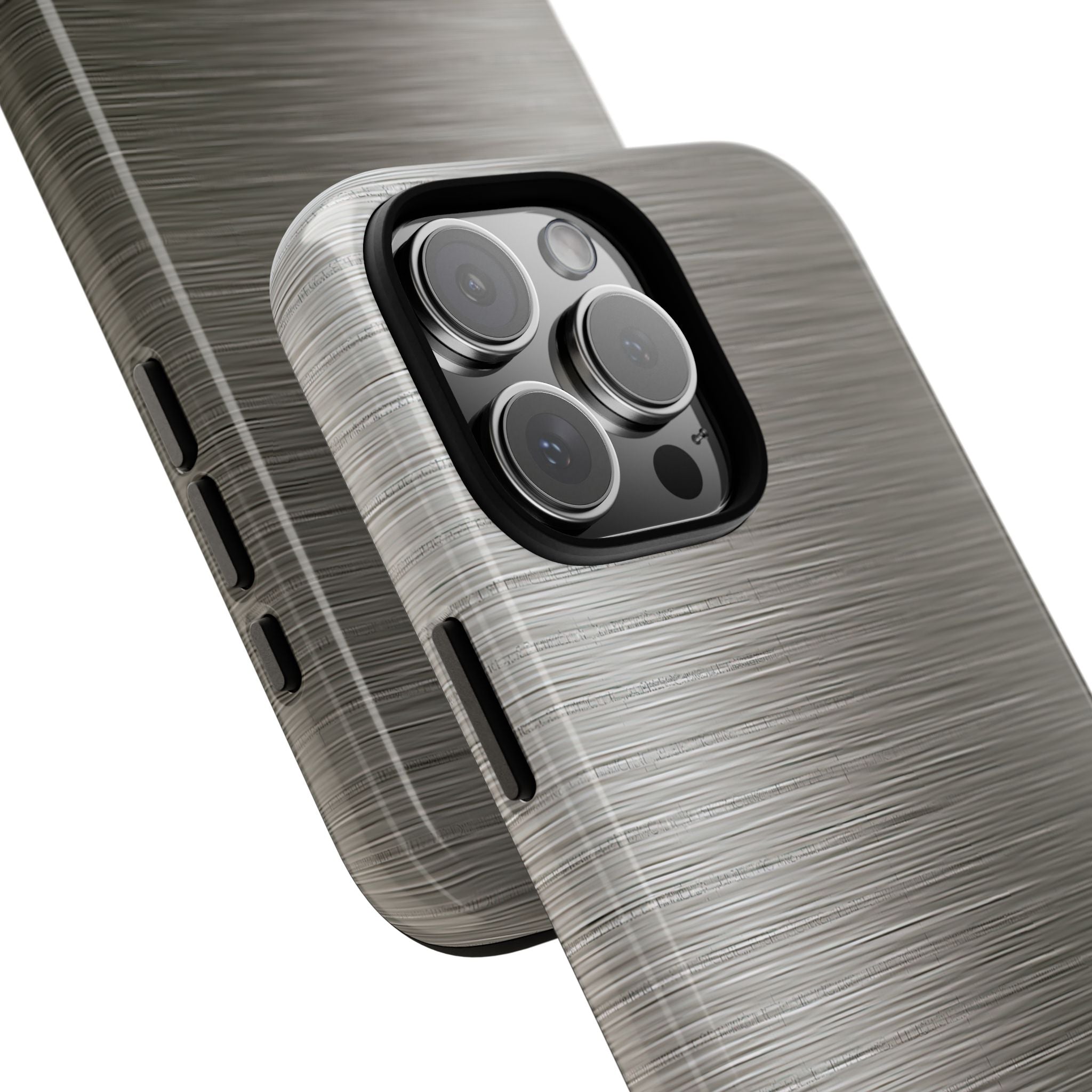 Grey Tough Phone Case for iPhone - Brushed Industrial Steel