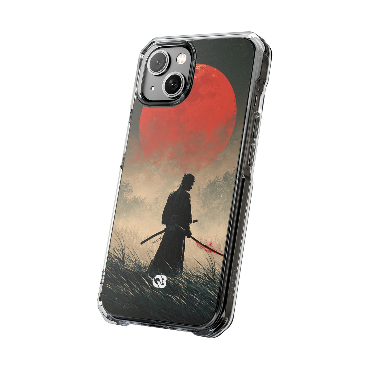 Crimson Moon Ronin · Clear Impact Magnetic Phone Case for iPhone · Red