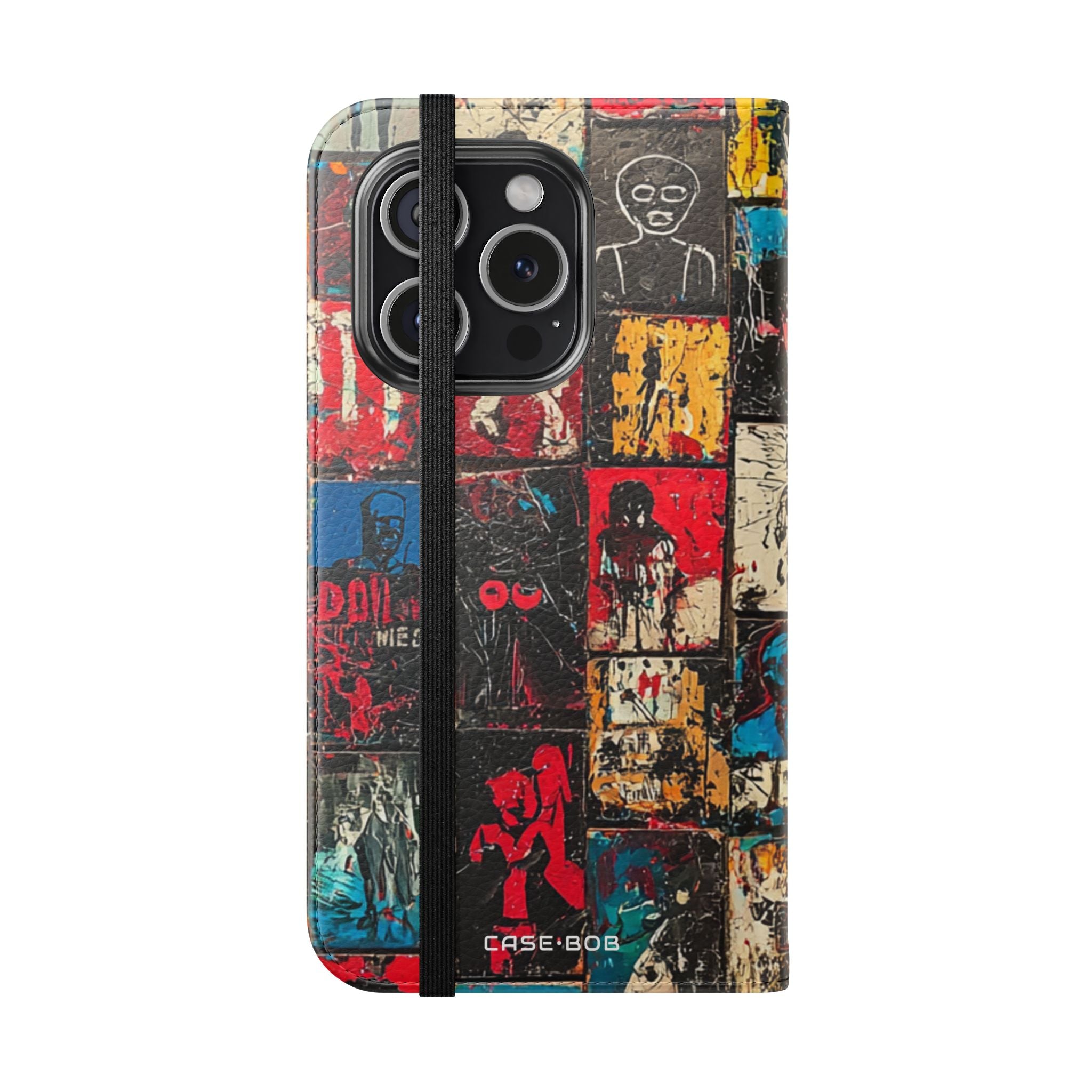 Portrait Grid Crimson - iPhone 15 Pro Case - Wallet