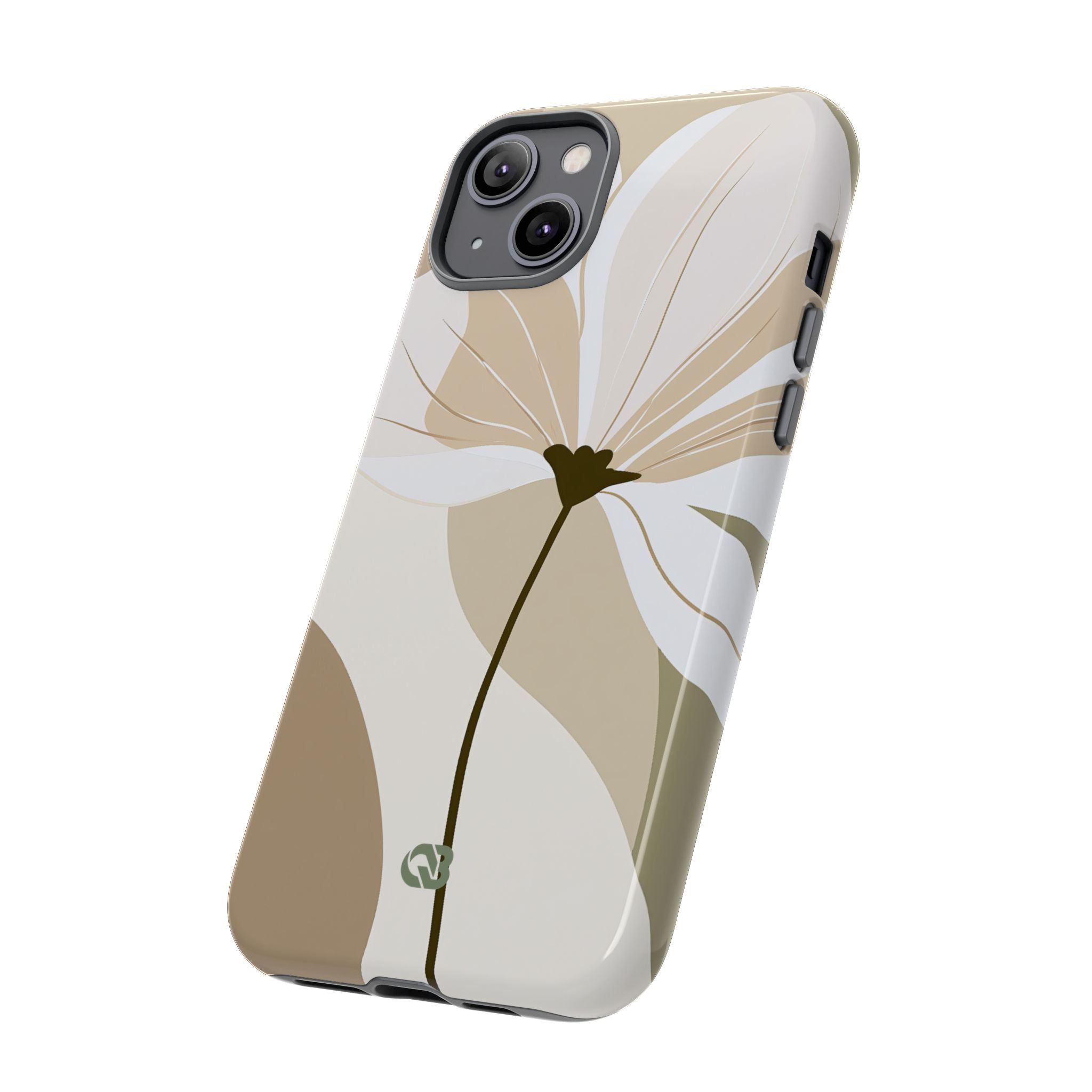 Beige Tough Phone Case for iPhone - Sage Linen Magnolia