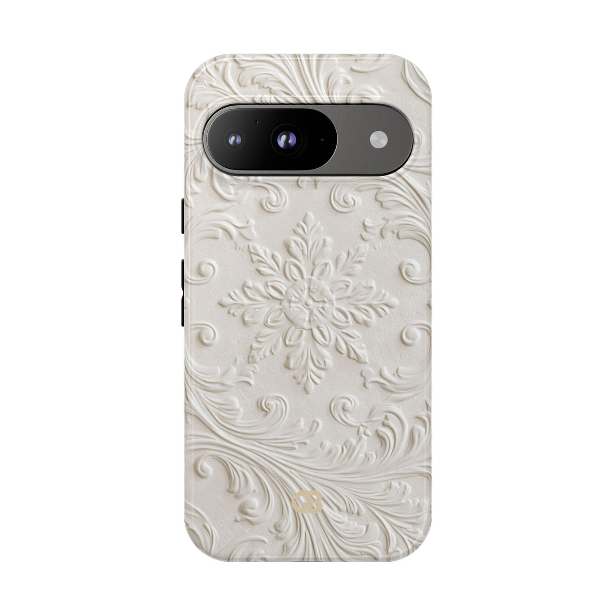 White Tough Phone Case for Google Pixel - Alabaster Floral Relief