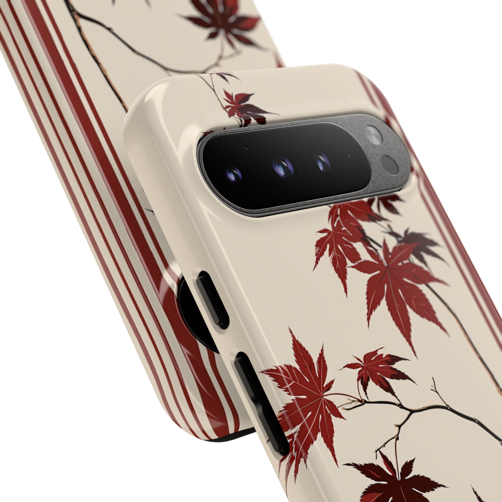 Red Tough Phone Case for Google Pixel - Crimson Momiji Stripe