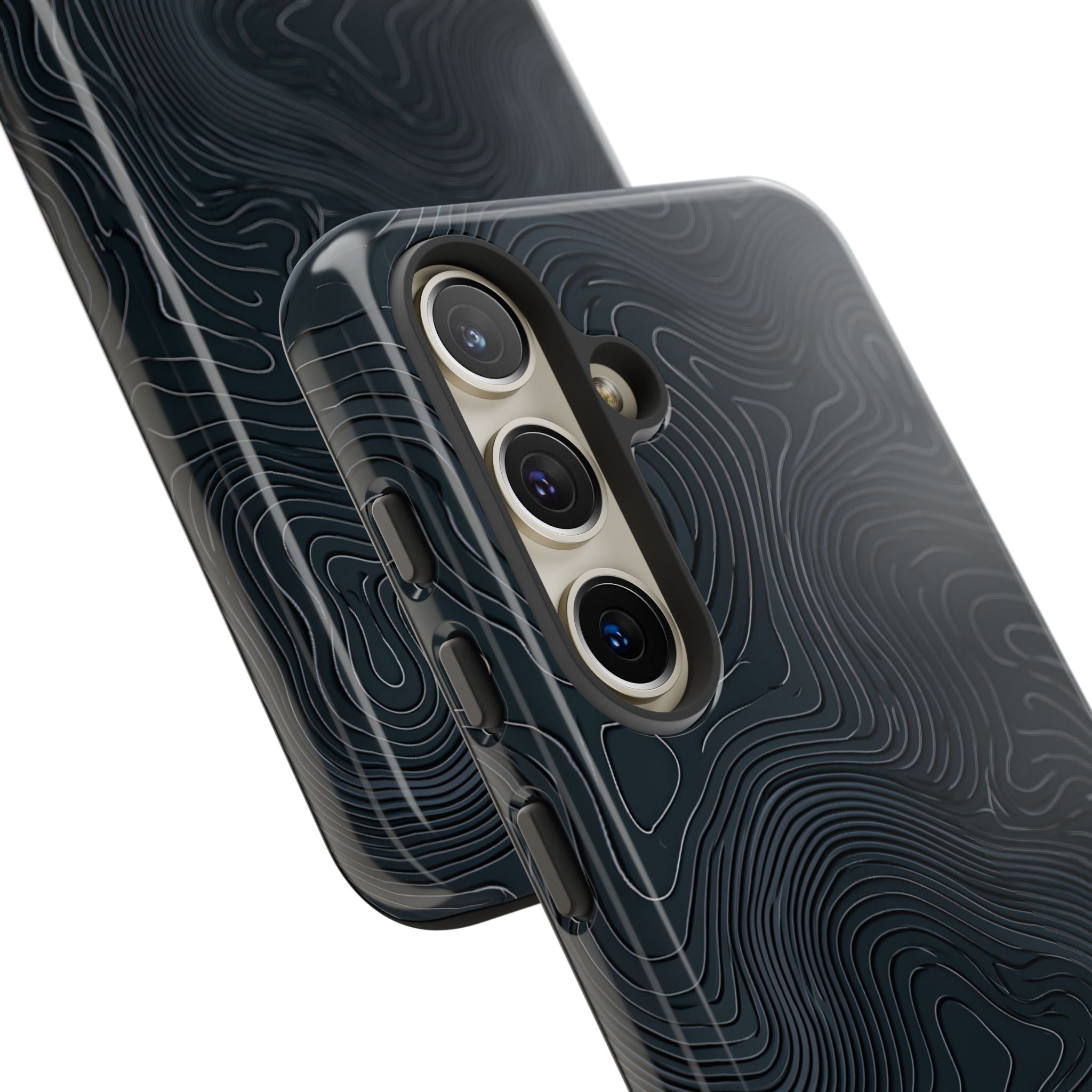 Black Tough Phone Case for Samsung - Obsidian Ridge Topo