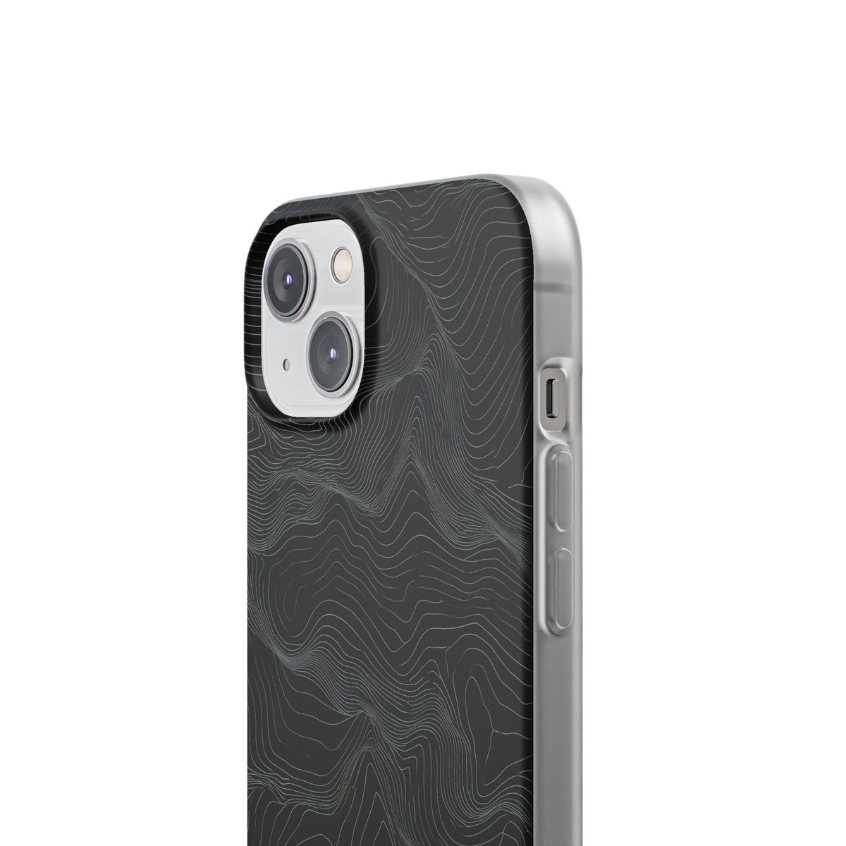 Black Lite Phone Case for iPhone - Obsidian Topo Wireframe