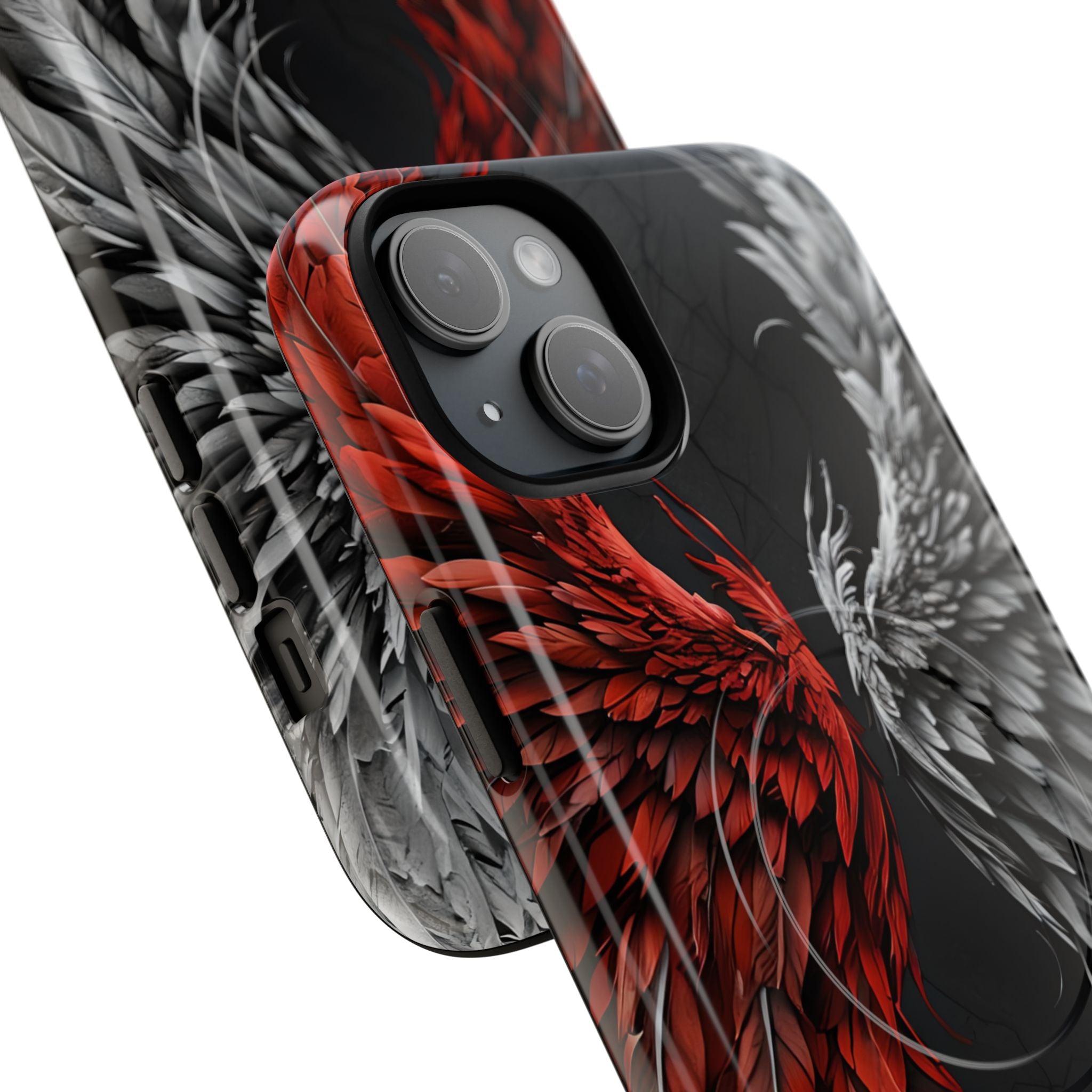 Crimson White Wings iPhone 15 Plus Case - Tough+