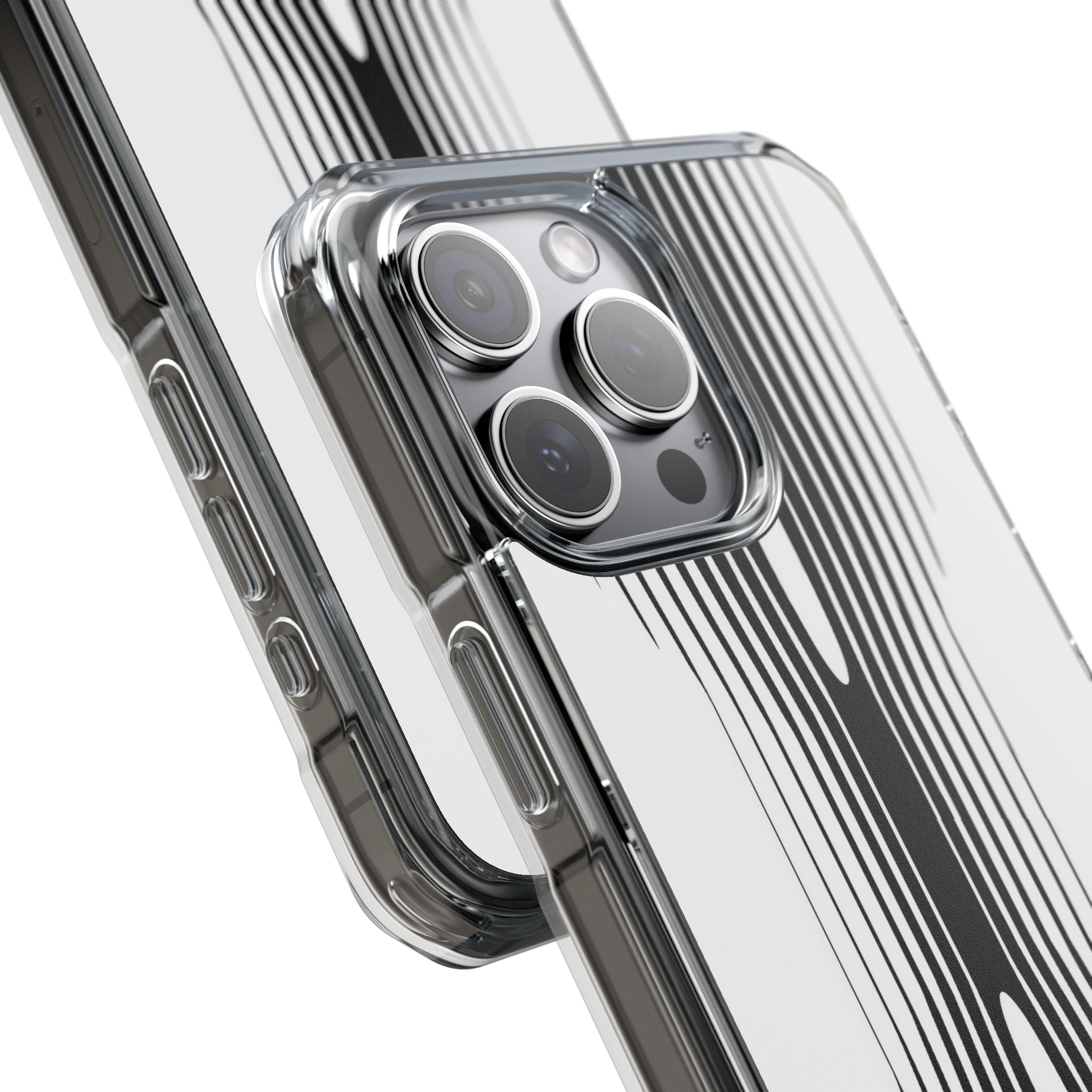 White Impact MagSafe Phone Case for iPhone - Kinetic Mono Distortion