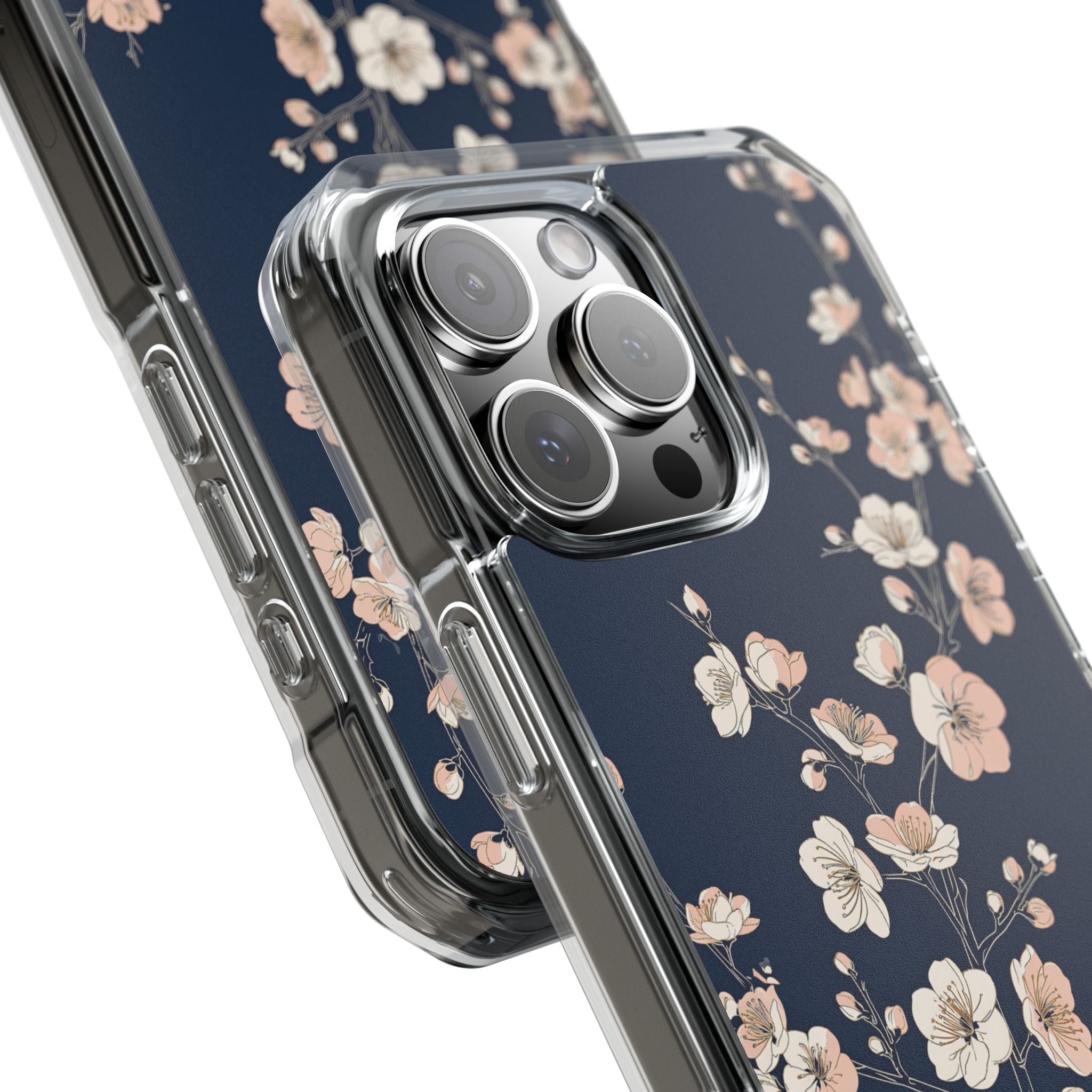 Blue Impact MagSafe Phone Case for iPhone - Midnight Peach Sakura