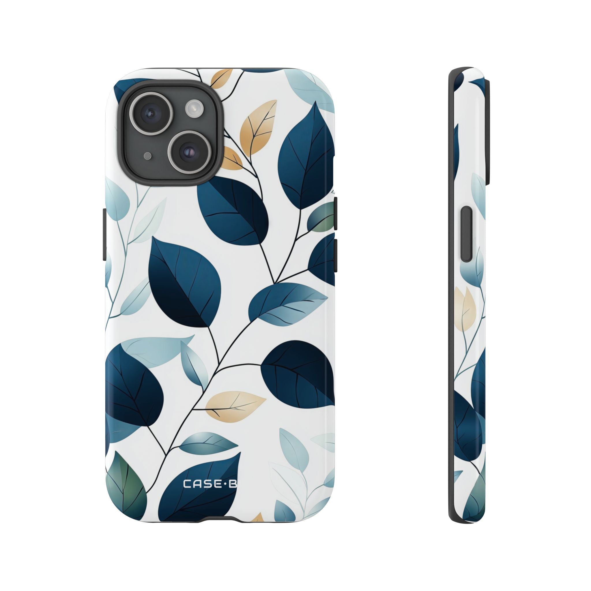 Navy Leaf Veins iPhone 15 Case - Tough
