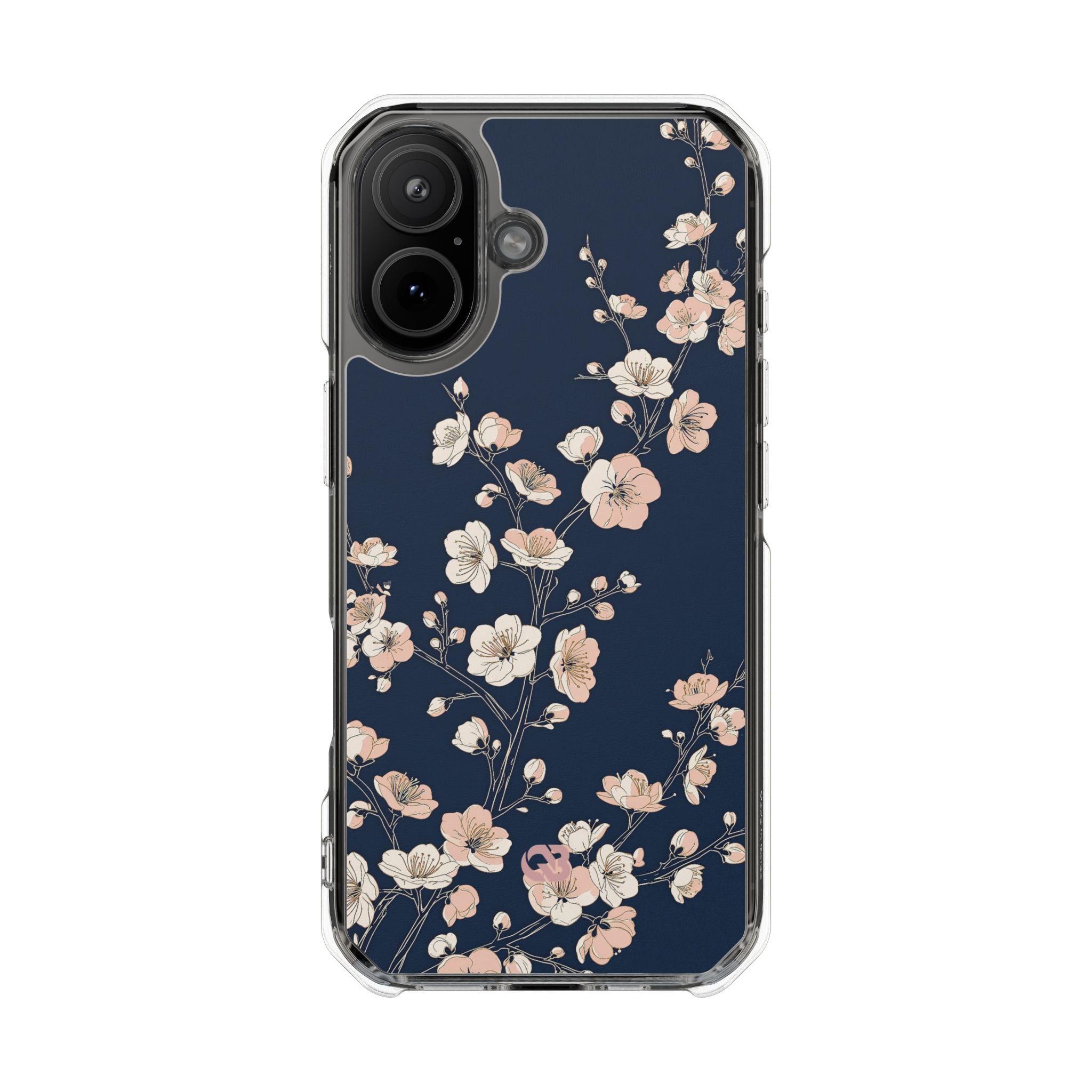 Blue Impact MagSafe Phone Case for iPhone - Midnight Peach Sakura