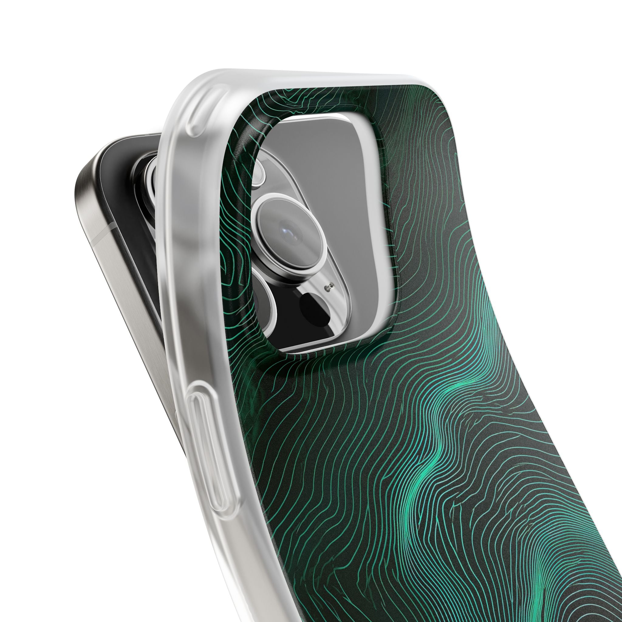 Teal Lite Phone Case for iPhone - Neon Jade Contour