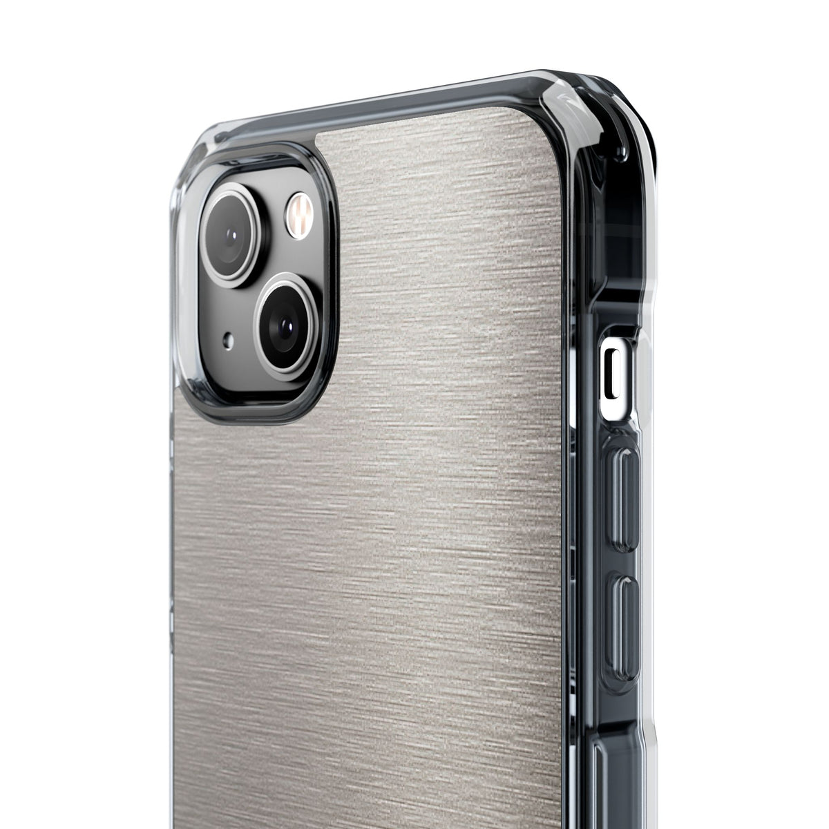 Grey Impact MagSafe Phone Case for iPhone - Brushed Nickel Linen