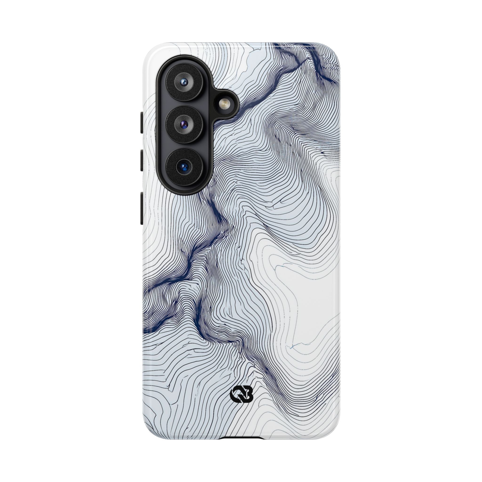 White Tough Phone Case for Samsung - Nordic Ridge Topo