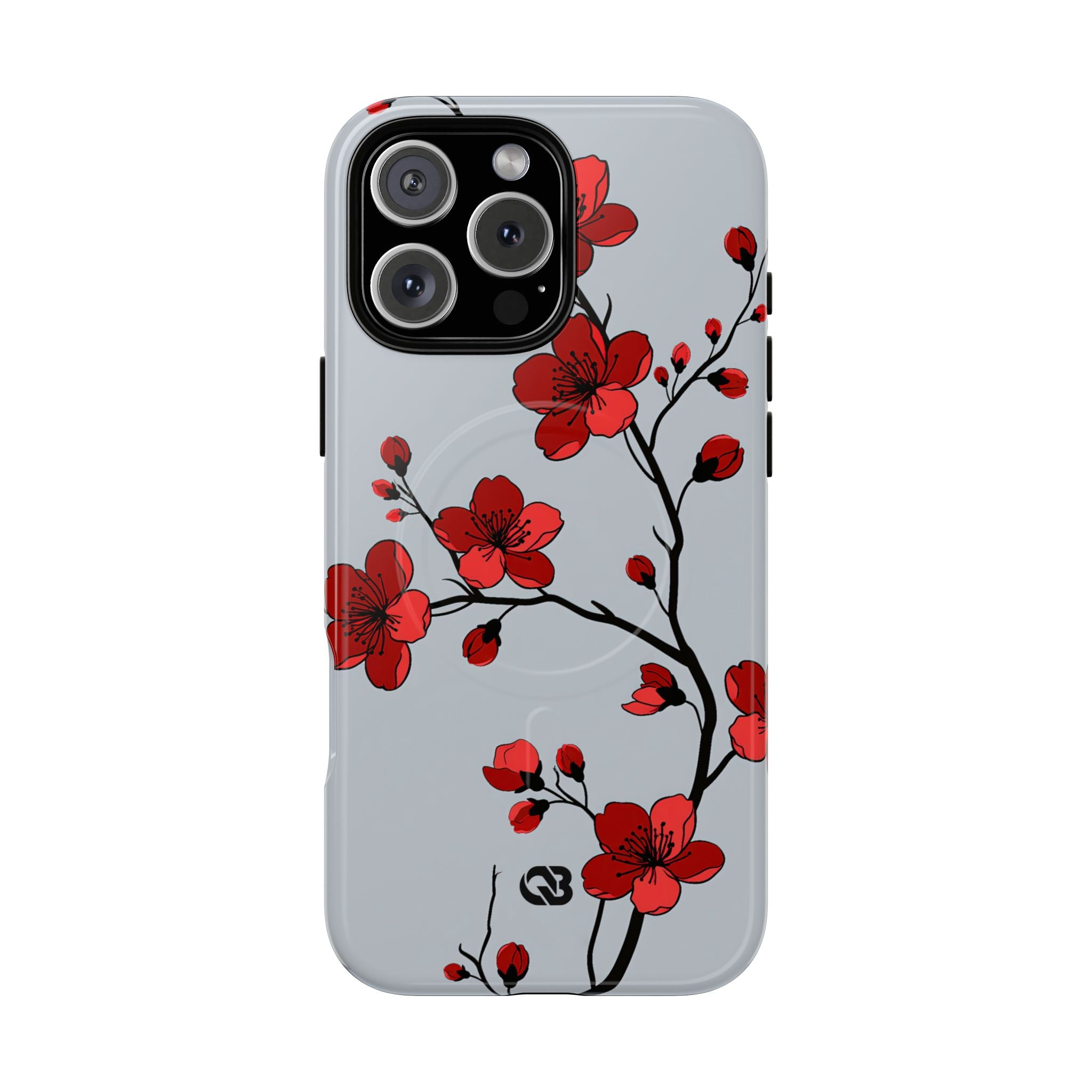 Grey Tough 2.0 Magsafe Phone Case for iPhone - Crimson Blossom Onyx