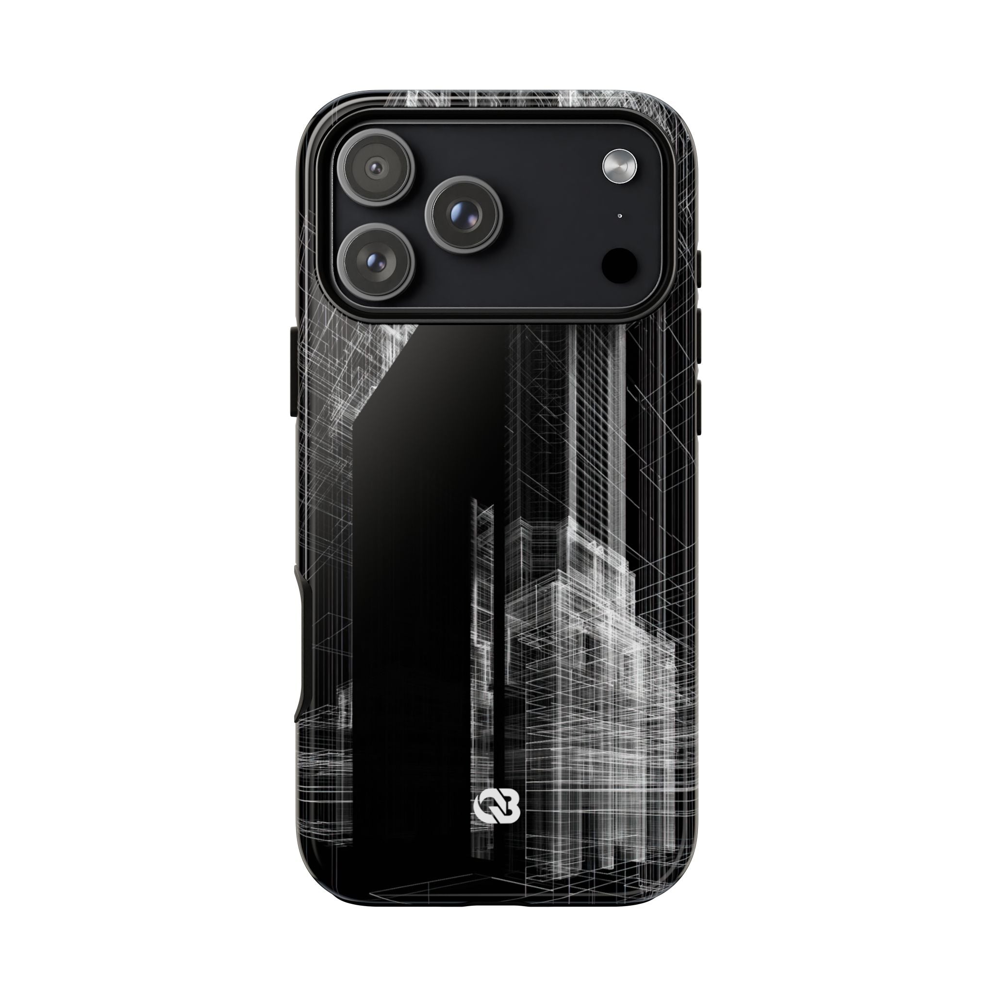 Black Tough Phone Case for iPhone - Ghost Urban Wireframe