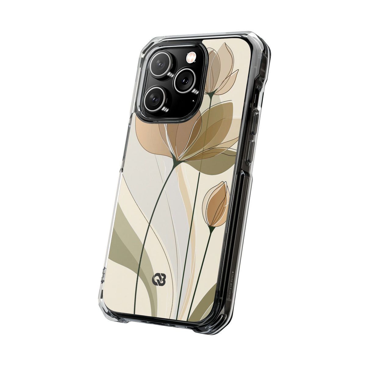 Translucent Petal Contour · Clear Impact Magnetic Phone Case for iPhone · Beige