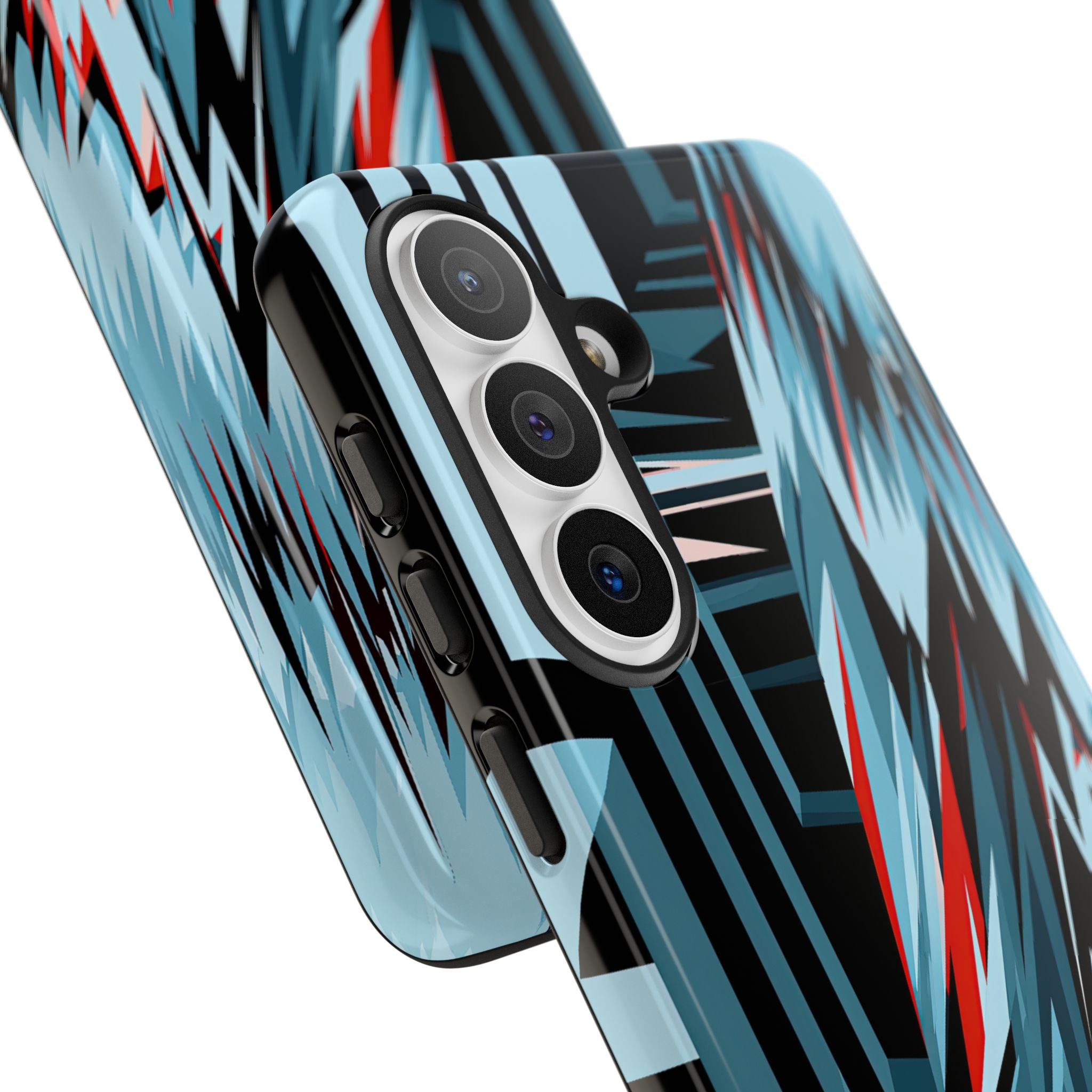Blue Tough Phone Case for Samsung - Glitch Peak Cyan