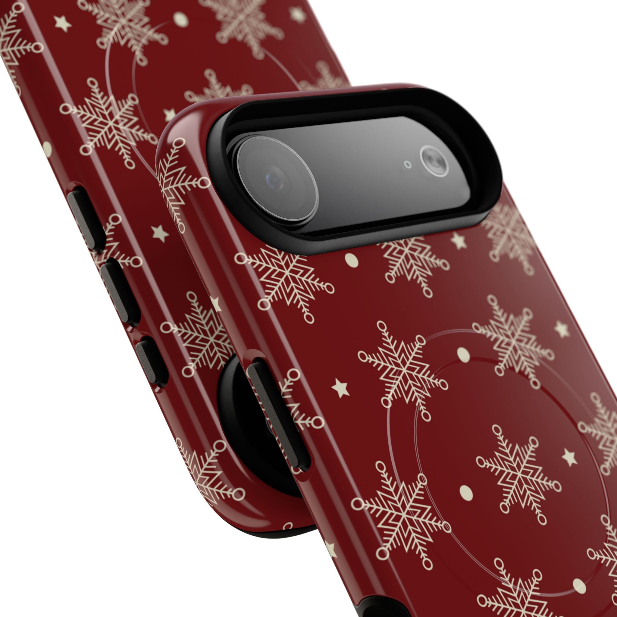 Cream Snowflake Crimson iPhone 17 Air Case - Tough+ - CASE•BOB