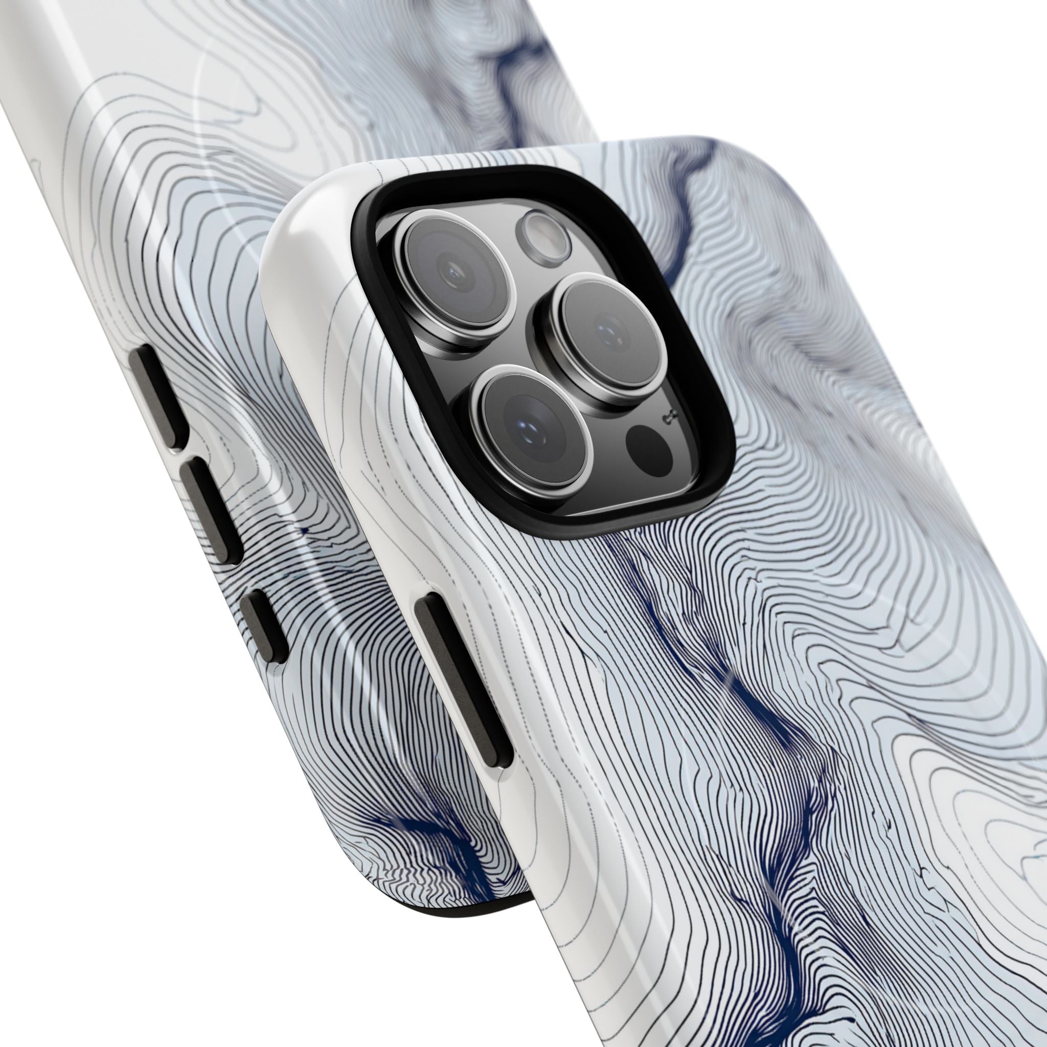 White Tough 2.0 Magsafe Phone Case for iPhone - Nordic Ridge Topo