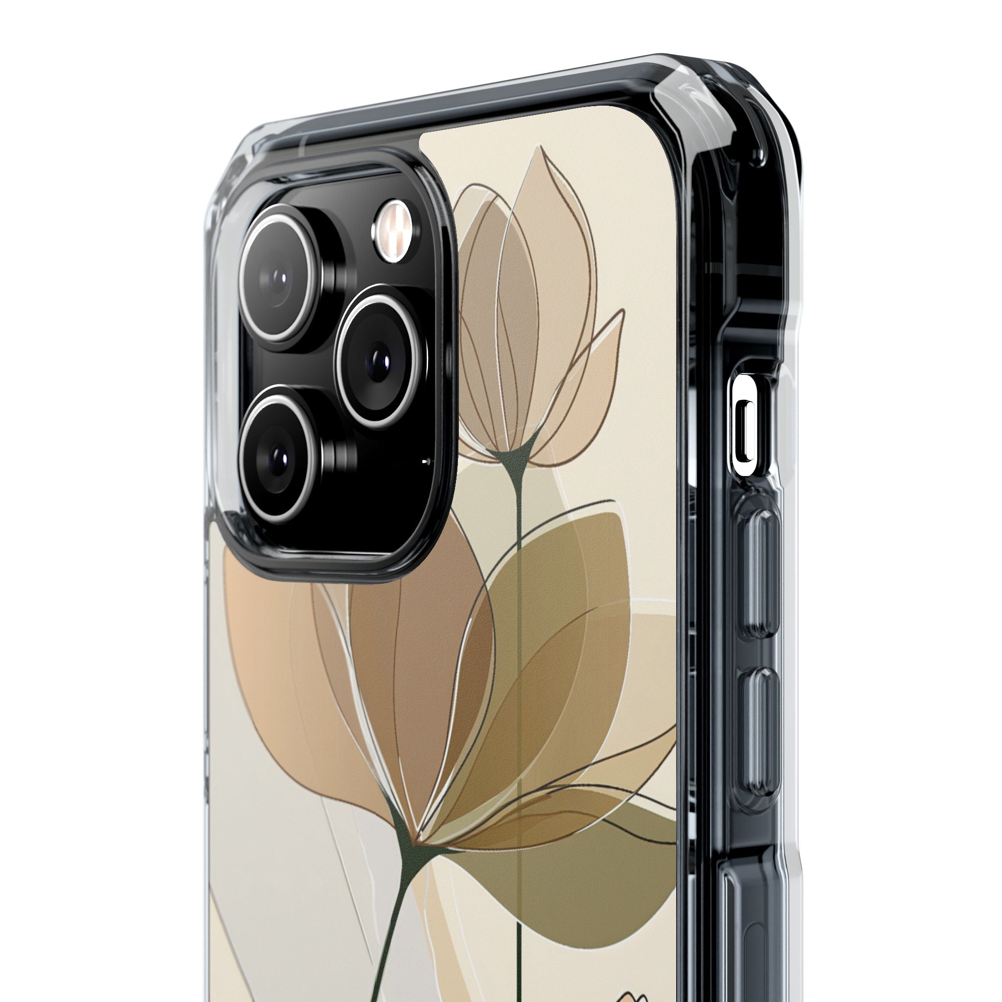 Beige Impact MagSafe Phone Case for iPhone - Muted Ochre Petals