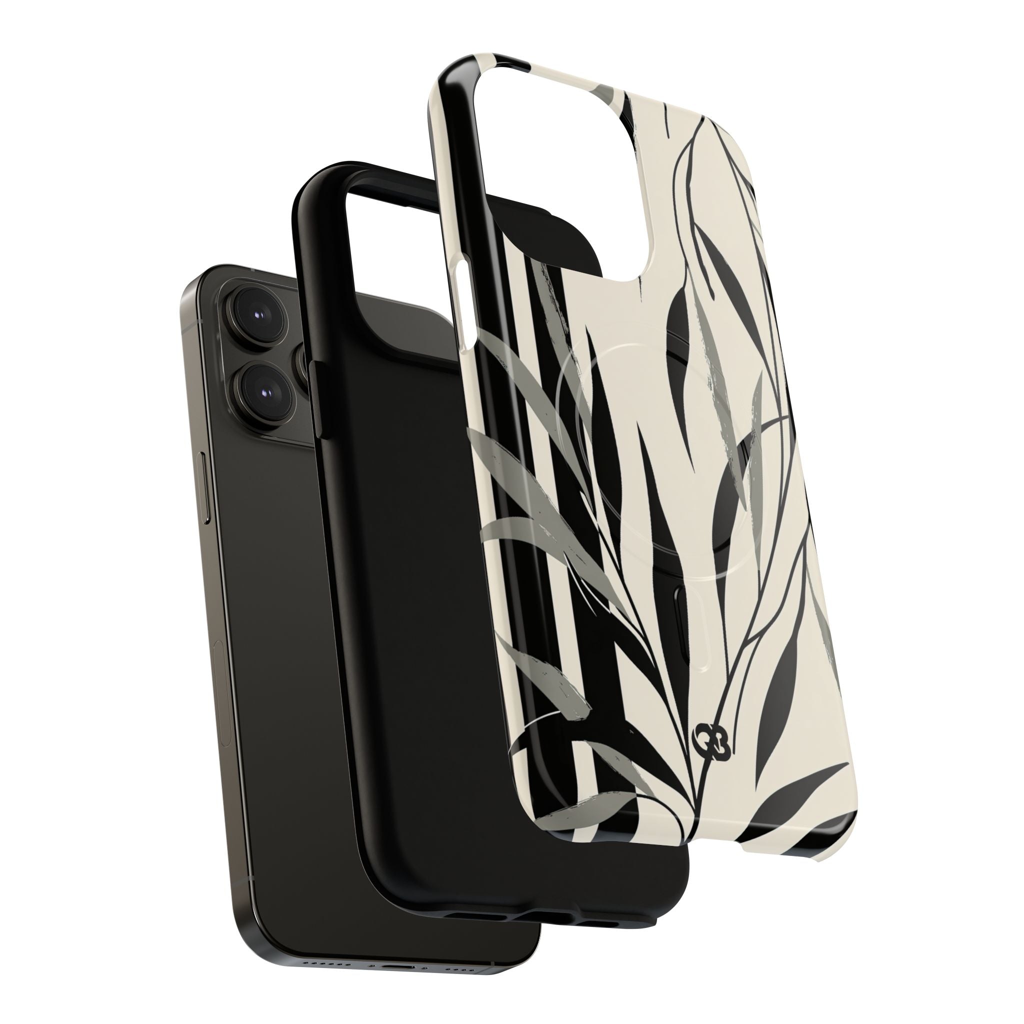 Beige Tough 2.0 Magsafe Phone Case for iPhone - Soot Leaf Sketch