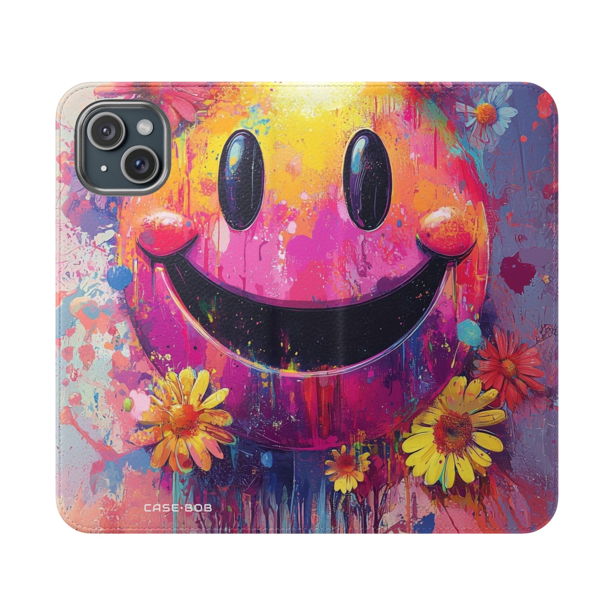 Smiley Bloom Drip - iPhone 15 Plus Case - Wallet