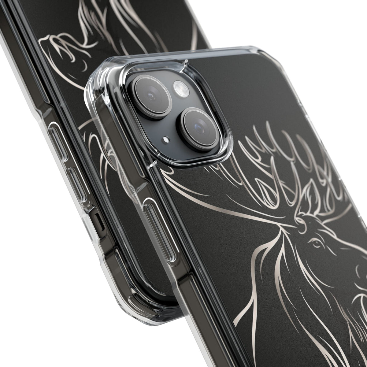 Nordic Moose Contour · Clear Impact Magnetic Phone Case for iPhone · Black