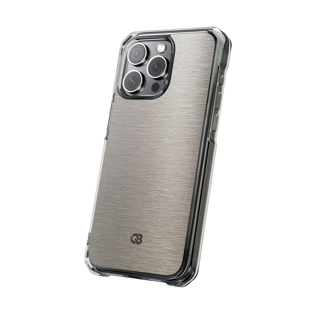 Brushed Silver Alloy · Clear Impact Magnetic Phone Case for iPhone · Silver
