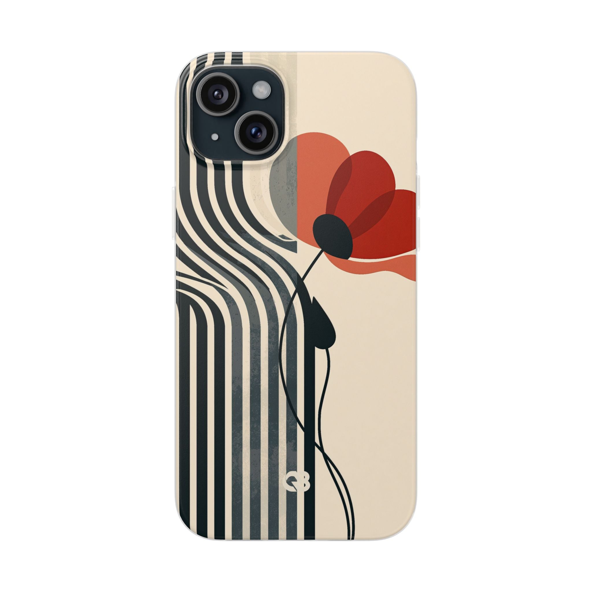 Beige Lite Phone Case for iPhone - Crimson Line Bloom