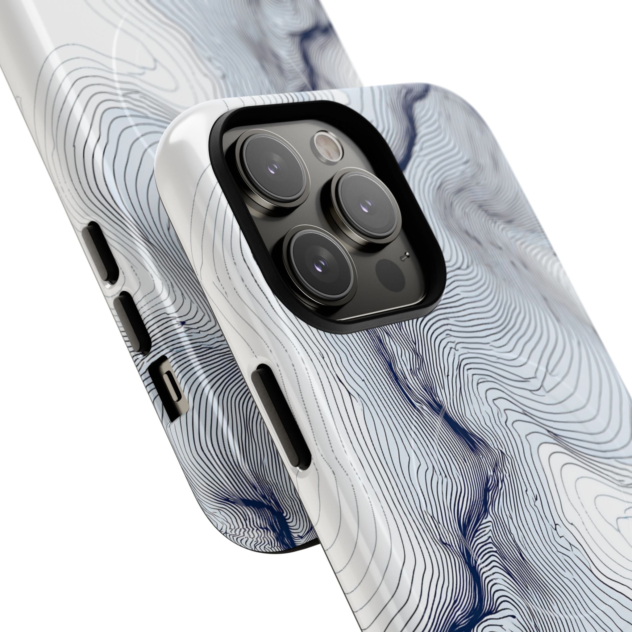 White Tough 2.0 Magsafe Phone Case for iPhone - Nordic Ridge Topo